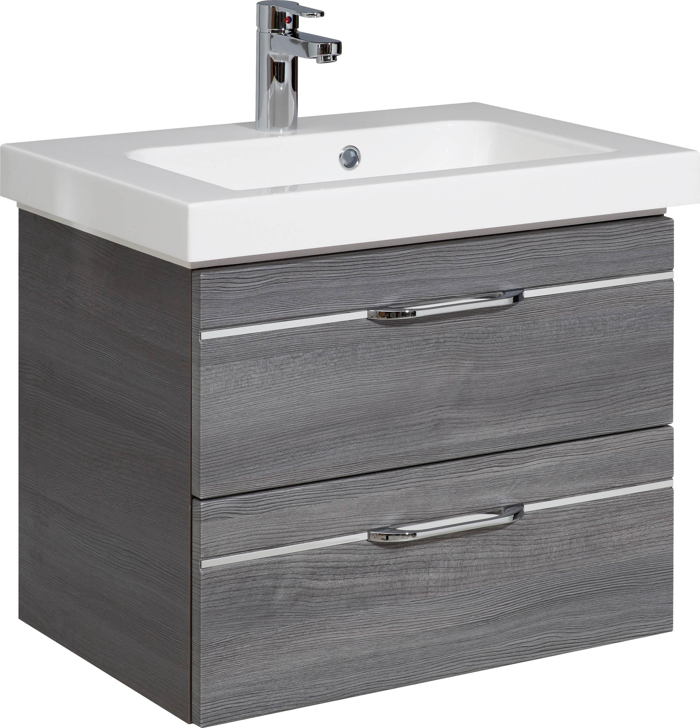 Saphir Badmöbel-Set »Balto Sprint 4-teilig, Mineralmarmor-Waschtisch mit LED-Spiegelschrank«, (5 St.), mit Unterschrank, Midischrank, inkl. Türdämpfer, 4 Türen, 5 Schubladen