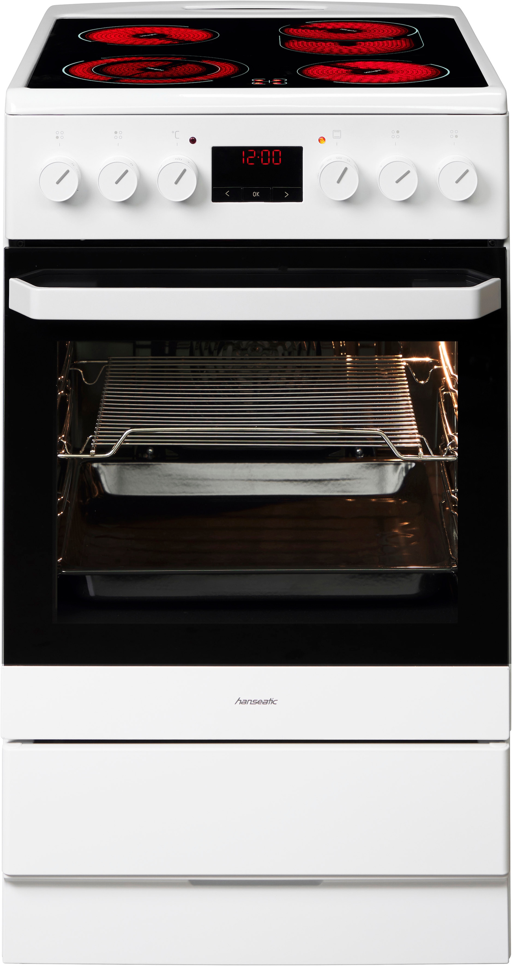 HANSEATIC Elektro-Standherd "5022CE3.313eEHiTaDW", weiß, Herdsets