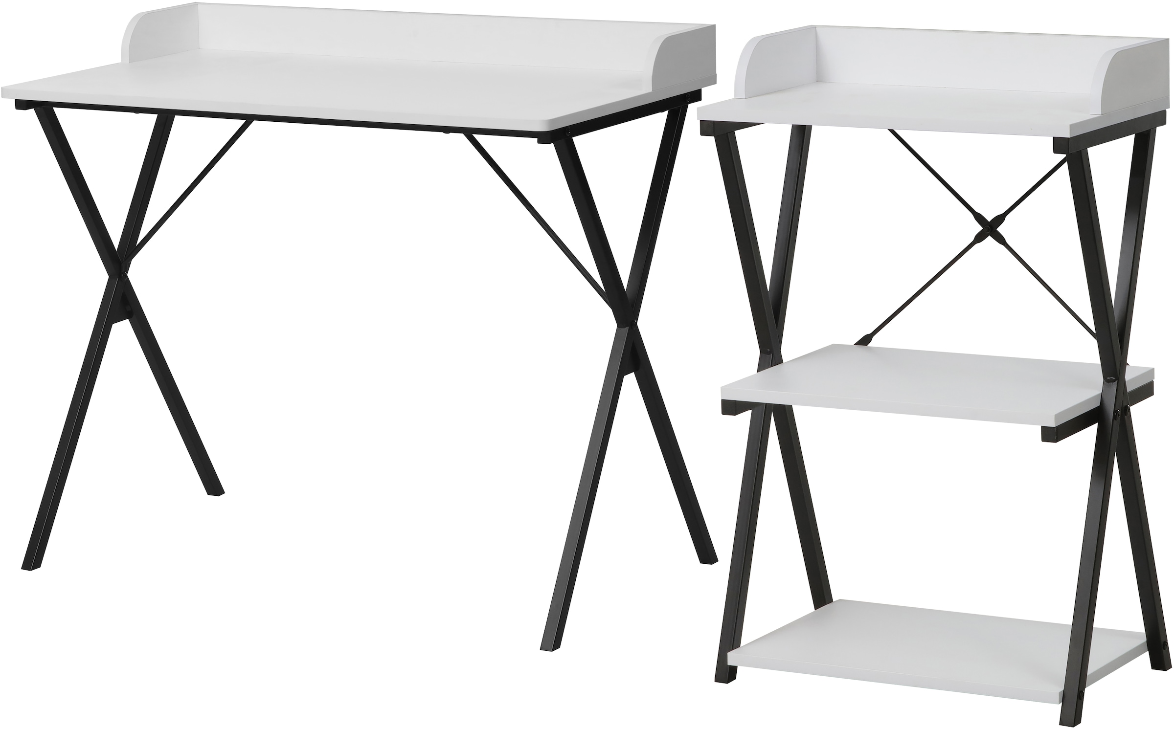 Büromöbel-Set »Forres, bestehend aus Schreibtisch & Regal«, (2 tlg.), Metallgestell,...