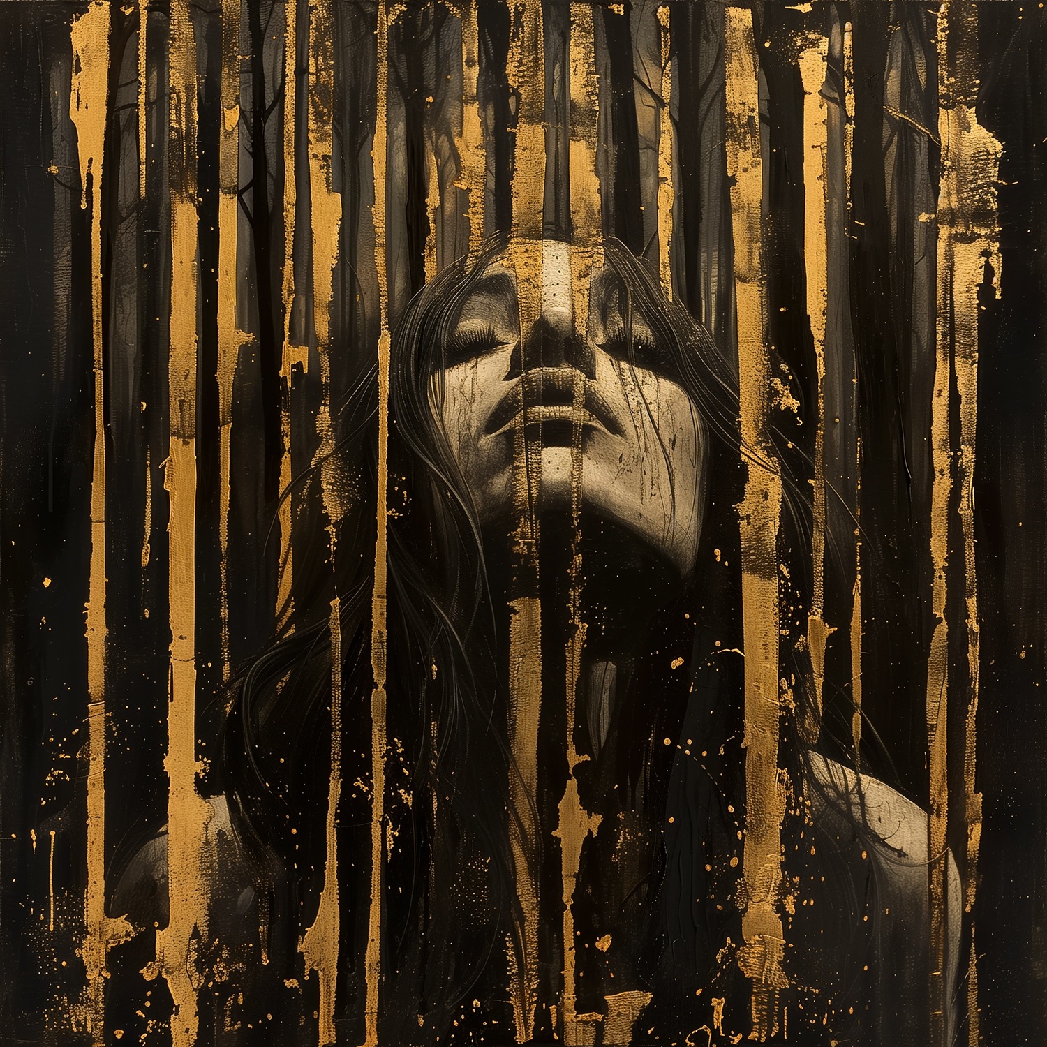 queence Acrylglasbild "Frau in Gold" Abstrakt  Abstrakte  Bilder von Frauen günstig online kaufen