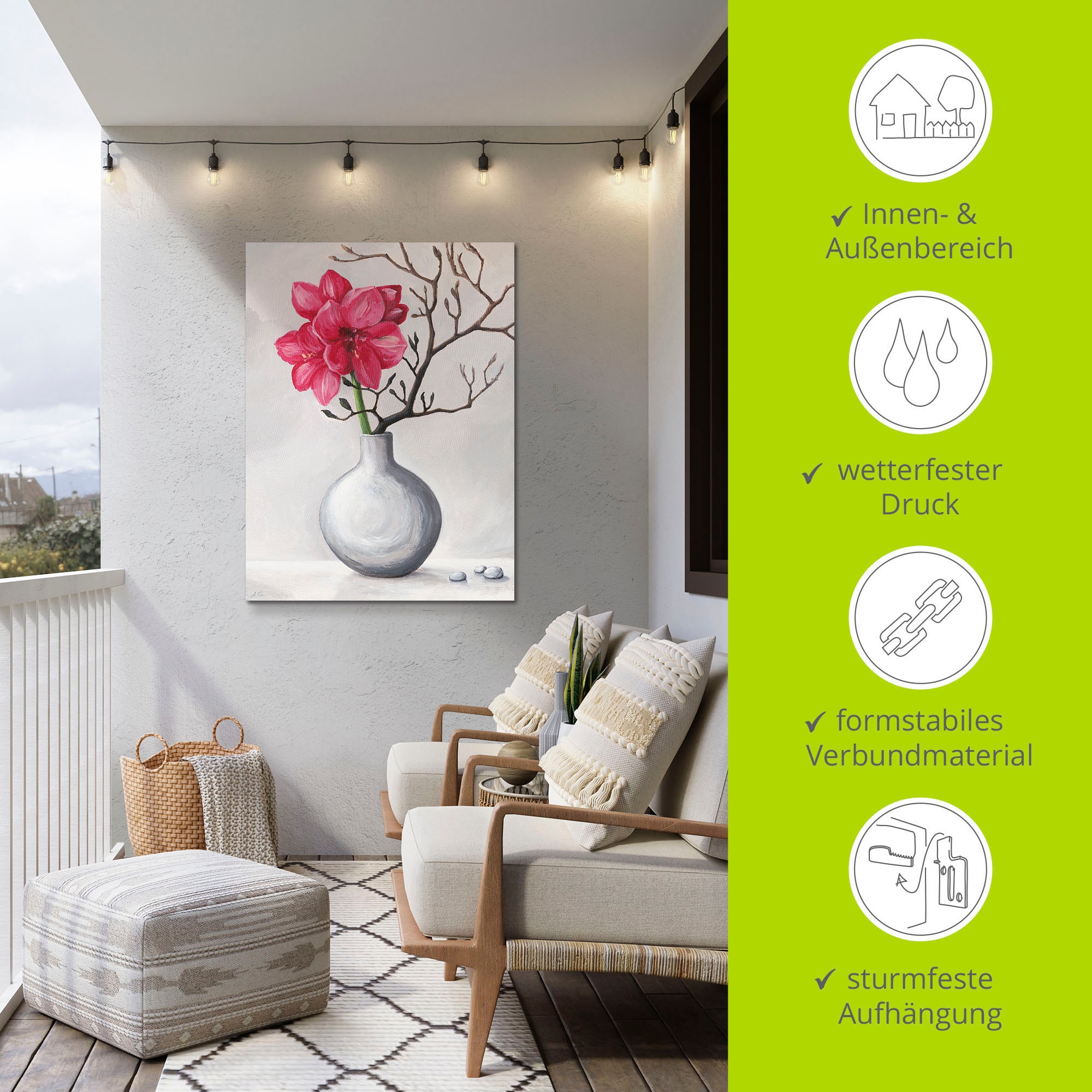 Artland Wandbild »Rote Amaryllis«, Blumen, (1 St.), als Alubild, Outdoorbild, Leinwandbild, Poster in verschied. Größen
