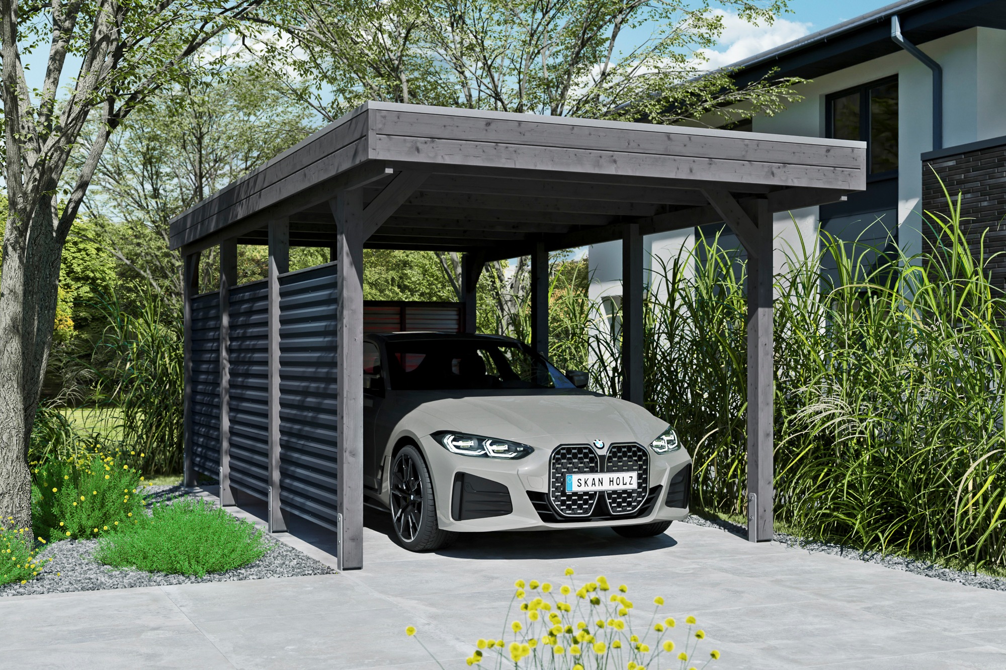 Skanholz Einzelcarport »Friesland Set 11«, 270 cm, Schiefergrau