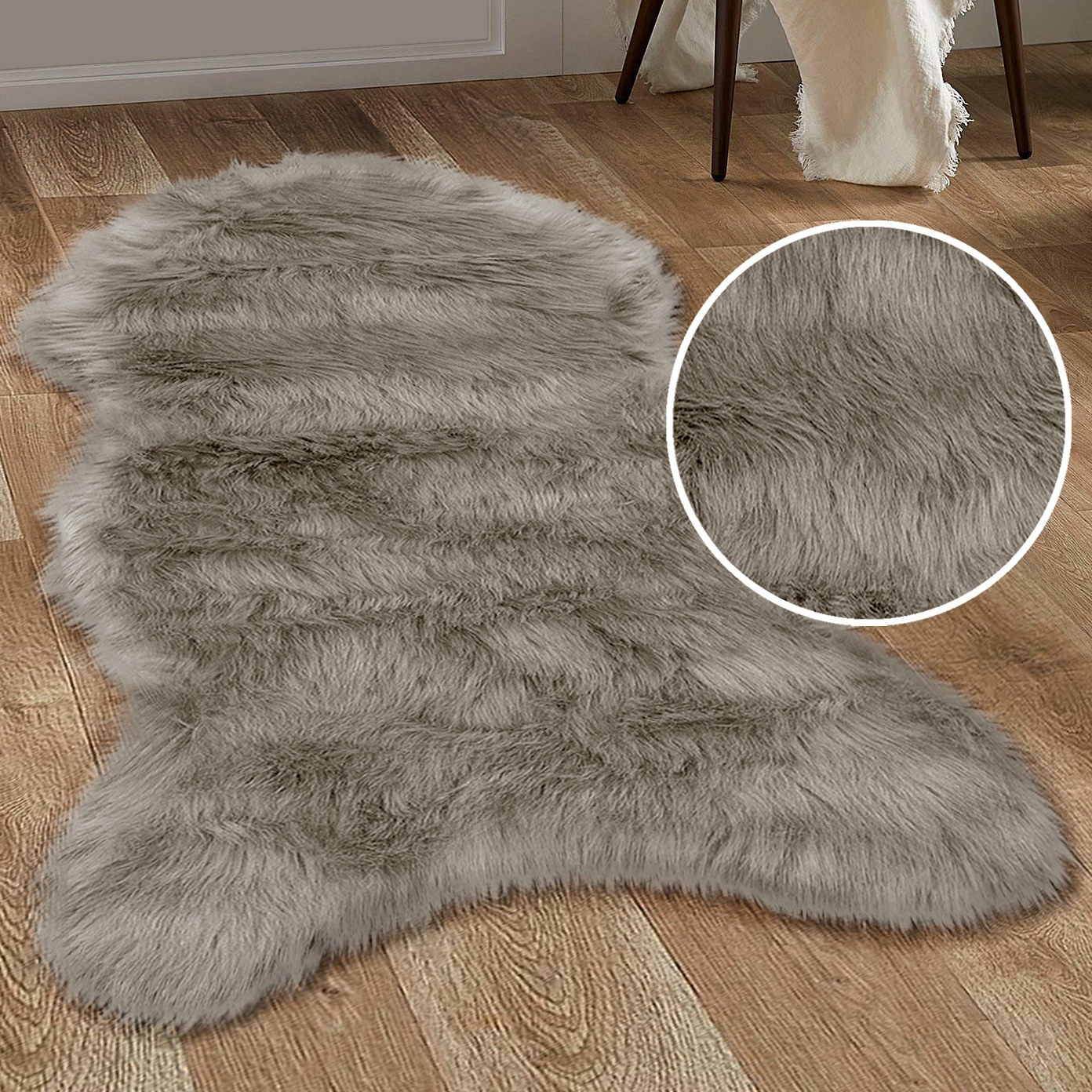 Home affaire Fellteppich »Valeria«, fellförmig, 60 mm Höhe, Kunstfell Teppich rund, besonders weich und flauschig, fußbodenheizungsgeeignet, pflegeleicht, ideale Teppiche für Wohnzimmer, Schlafzimmer und Esszimmer