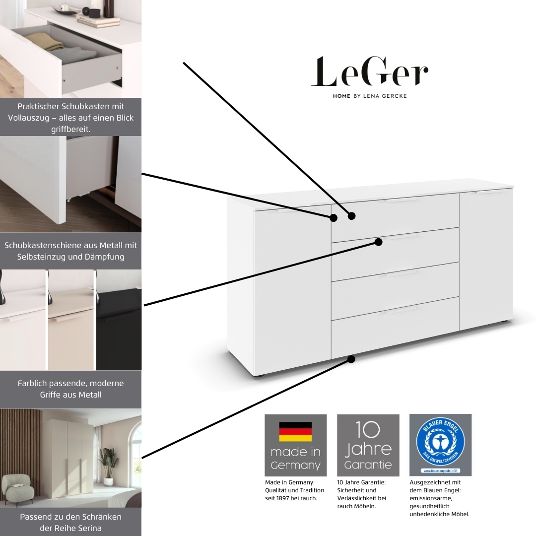 LeGer Home by Lena Gercke Kommode »Serina«, mit 4 Schubkästen und 2 Türen sowie Metallgriffen MADE IN GERMANY