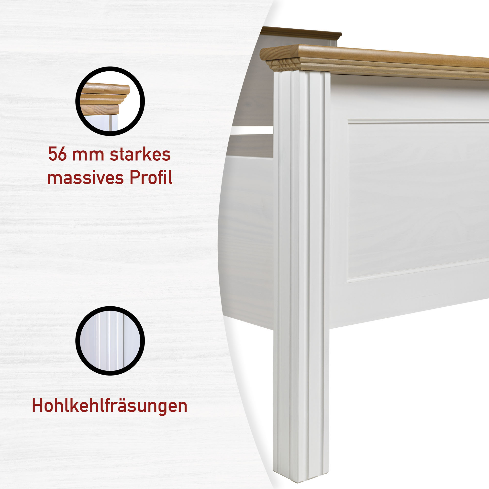 Thumbnail - Inter Link Massivholzbett "Maluno" Kiefer Massiv, ohne Lattenrost, 90/120/140/160/180 x 200 cm