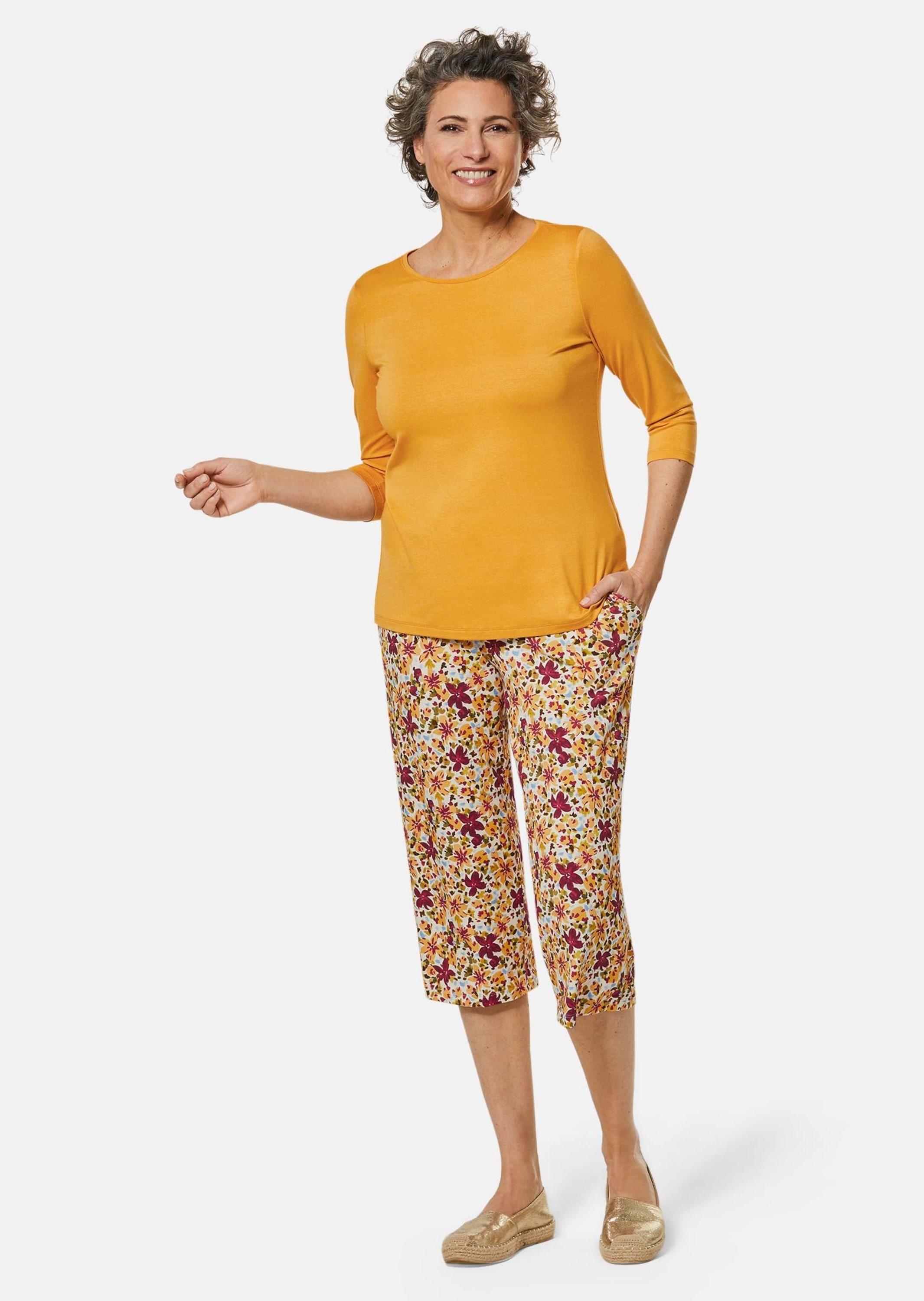 GOLDNER 7/8-Hose »Kurzgröße Druckhose Louisa mit weichem Fall«