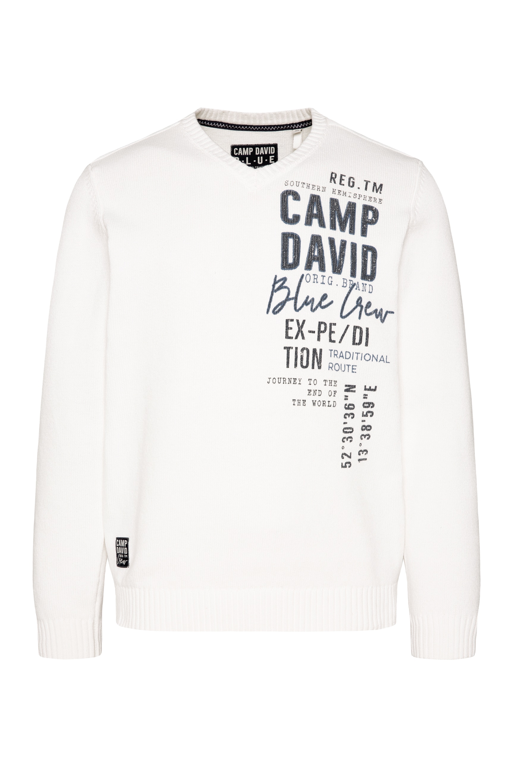 CAMP DAVID V-Ausschnitt-Pullover, aus Baumwolle