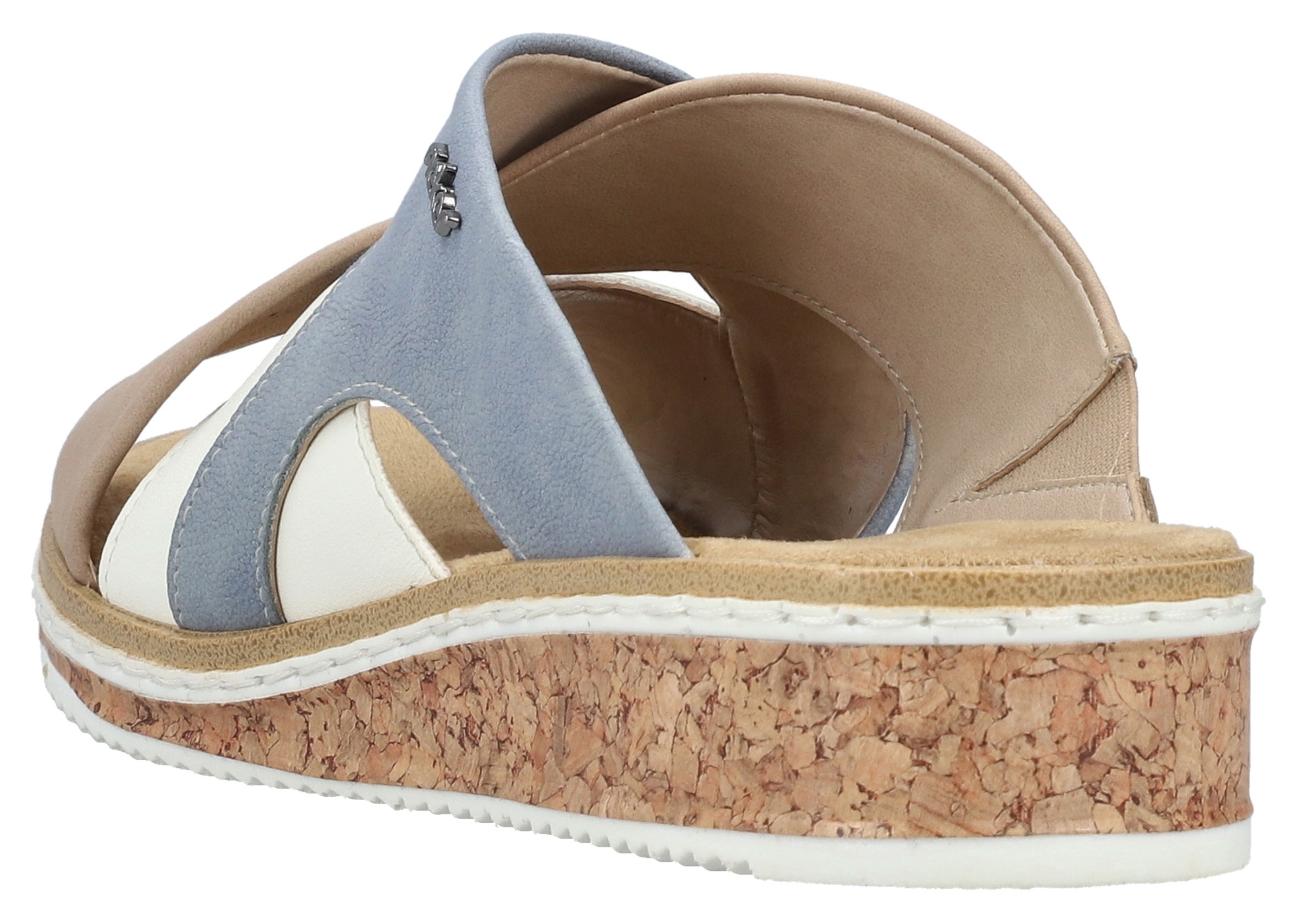 Rieker Pantolette, Sommerschuh, Hausschuh, Strandschuh, Urlaubschuh mit Stretcheinsatz