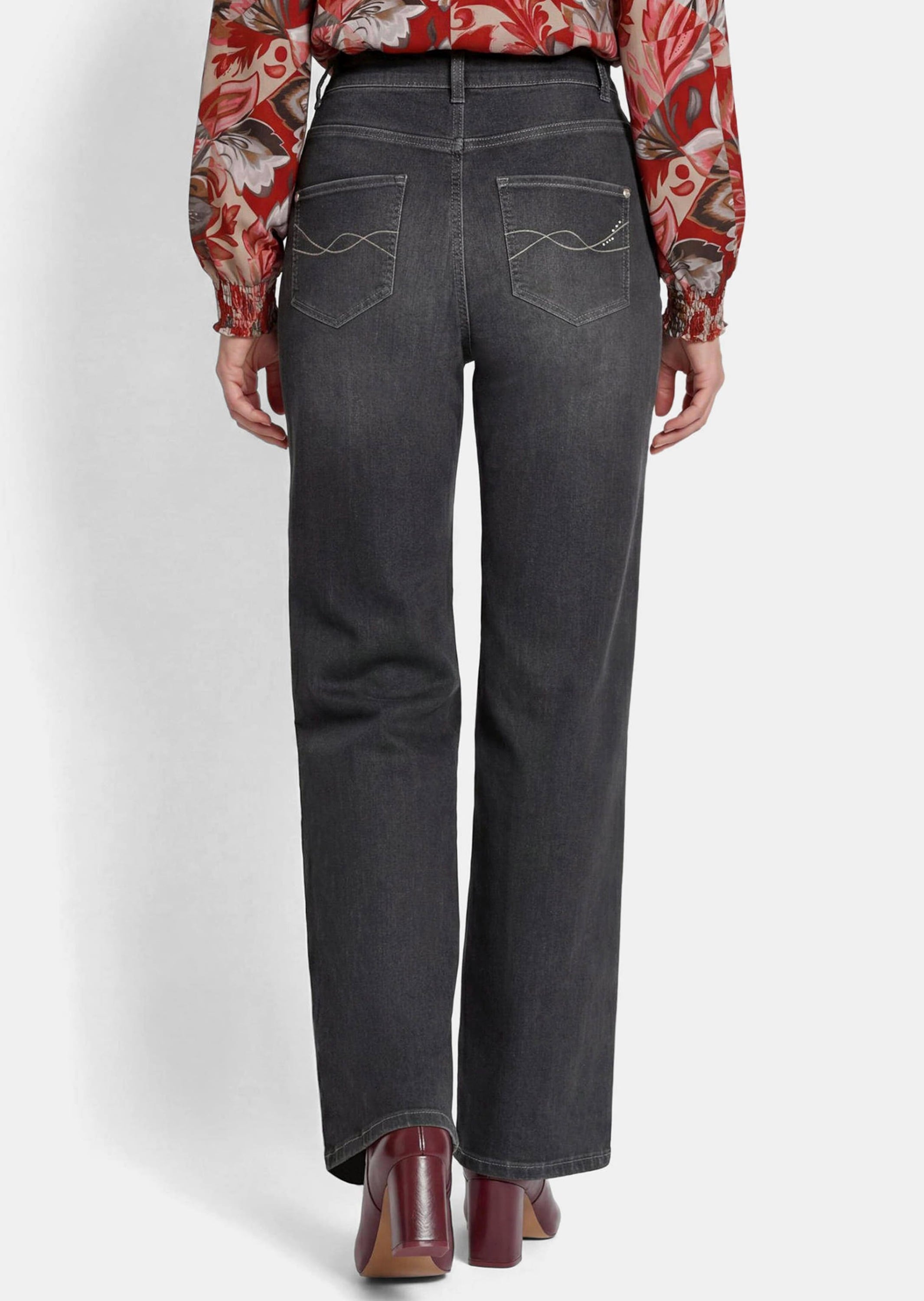 GOLDNER Regular-fit-Jeans »Denimhose VERA mit weitem Beinverlauf« schlankmachende Seitenteile