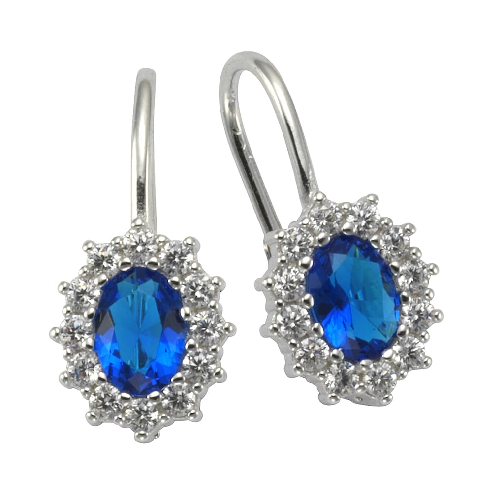 Zeeme Paar Ohrhänger »Silber 925 rhodiniert Glasstein blau & weiß«