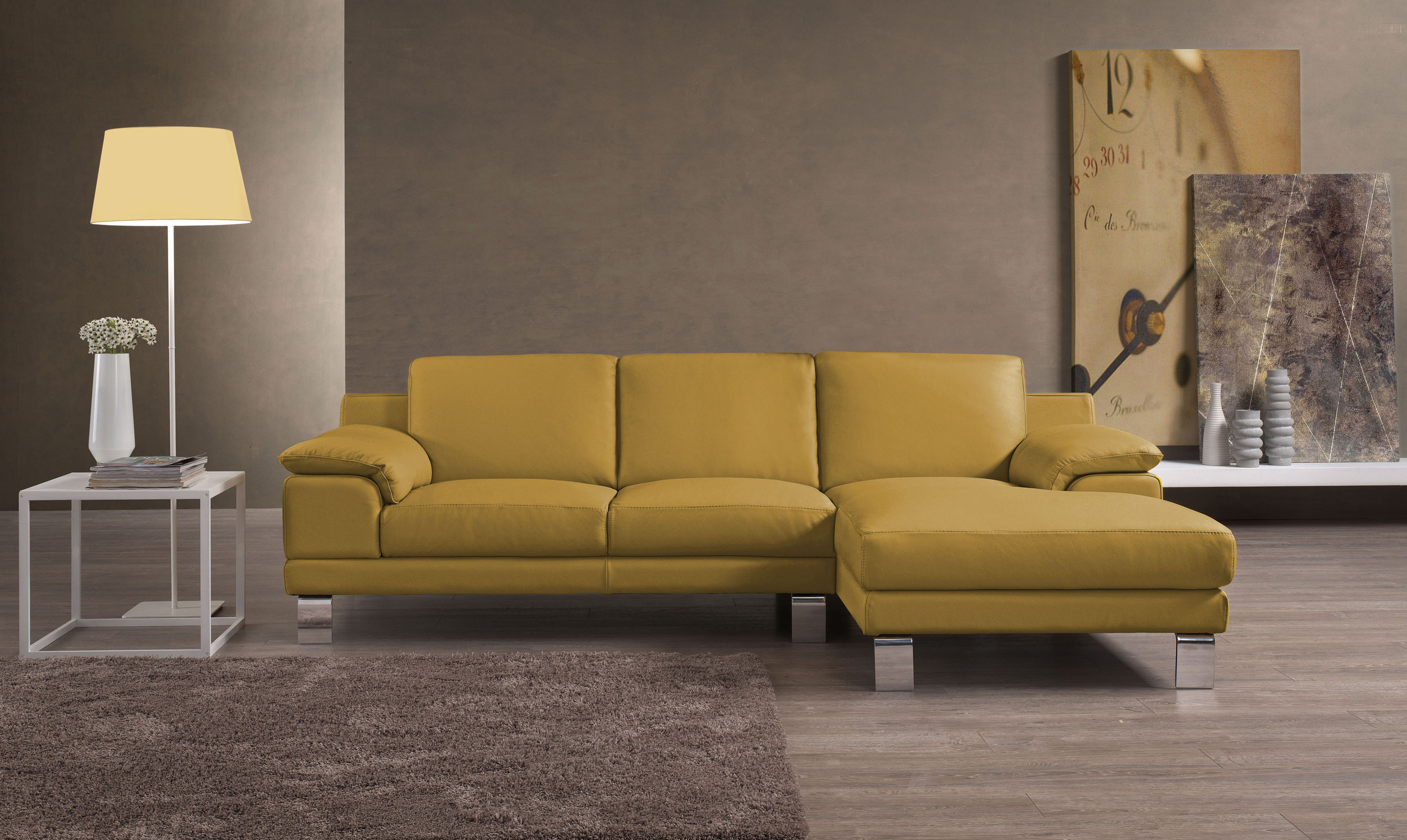 Egoitaliano Ecksofa "Shakira, Design & Sitzkomfort auf hohem Niveau, Breite 236cm, L-Form" mit Recamiere, L-Form, edle Füße