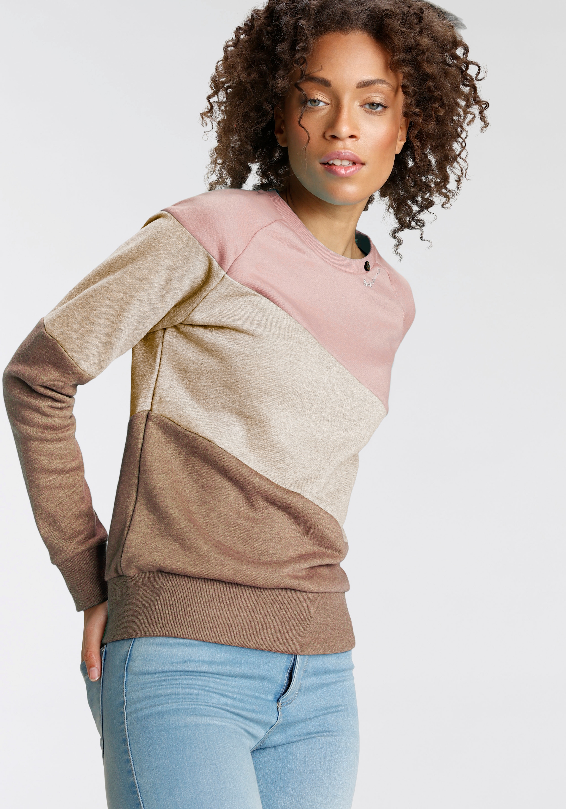 Ragwear Sweater "JOHANKA BLOCK", Crew Neck im Color-Blocking Design