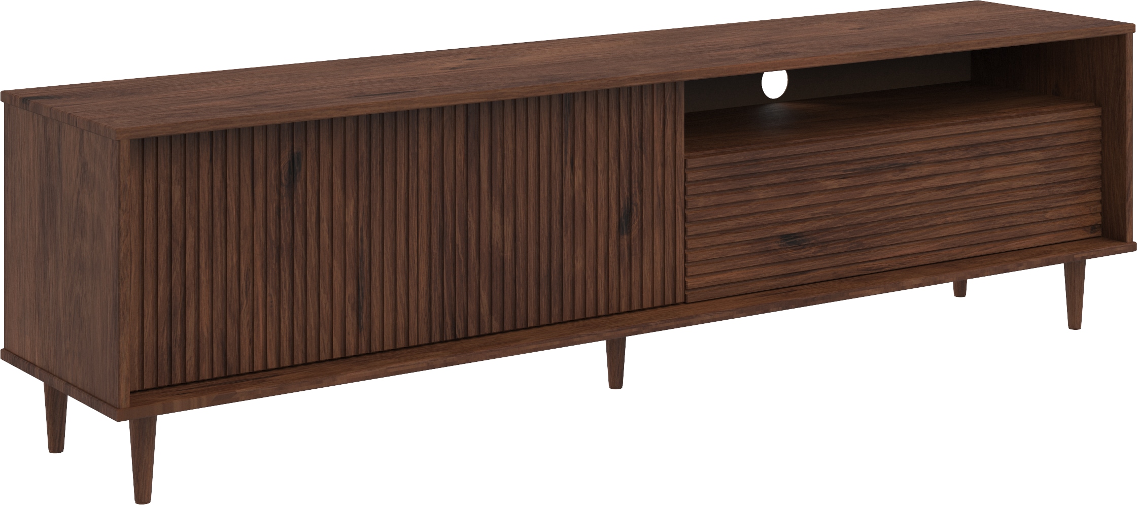 INOSIGN Lowboard »Malmedy Front mit gefrästen Rillen«, TV-Kommode aus massivem Kiefernholz, Push-to-open, Breite 180 cm