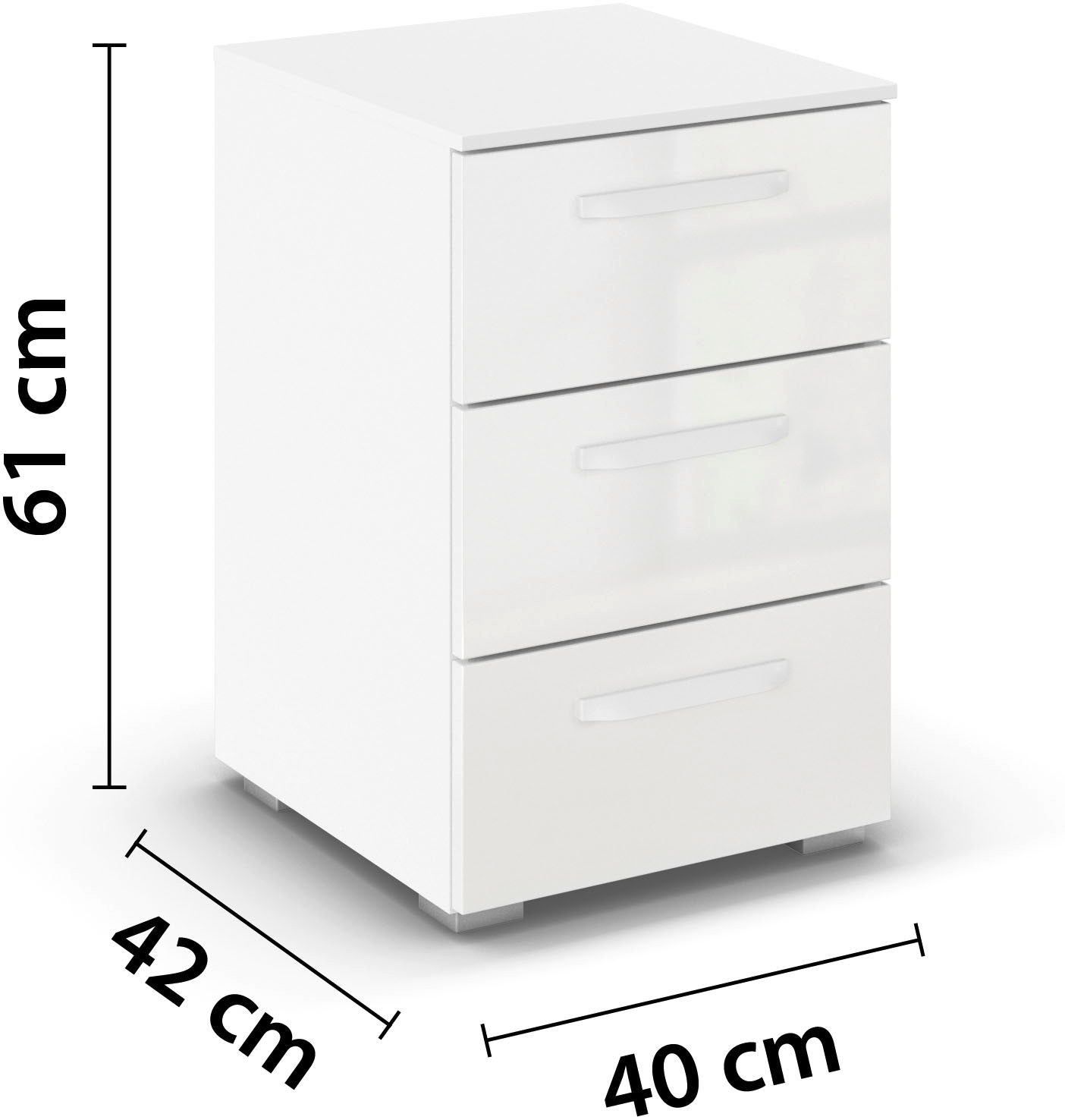 rauch Nachtkommode »Nachttisch Nachtkonsole OTELI in Dekor- oder Hochglanzfront«, (Breite 40 cm inkl. Soft-Close-Funktion), mit 3 geräumigen Schubladen für viel Stauraum MADE IN GERMANY