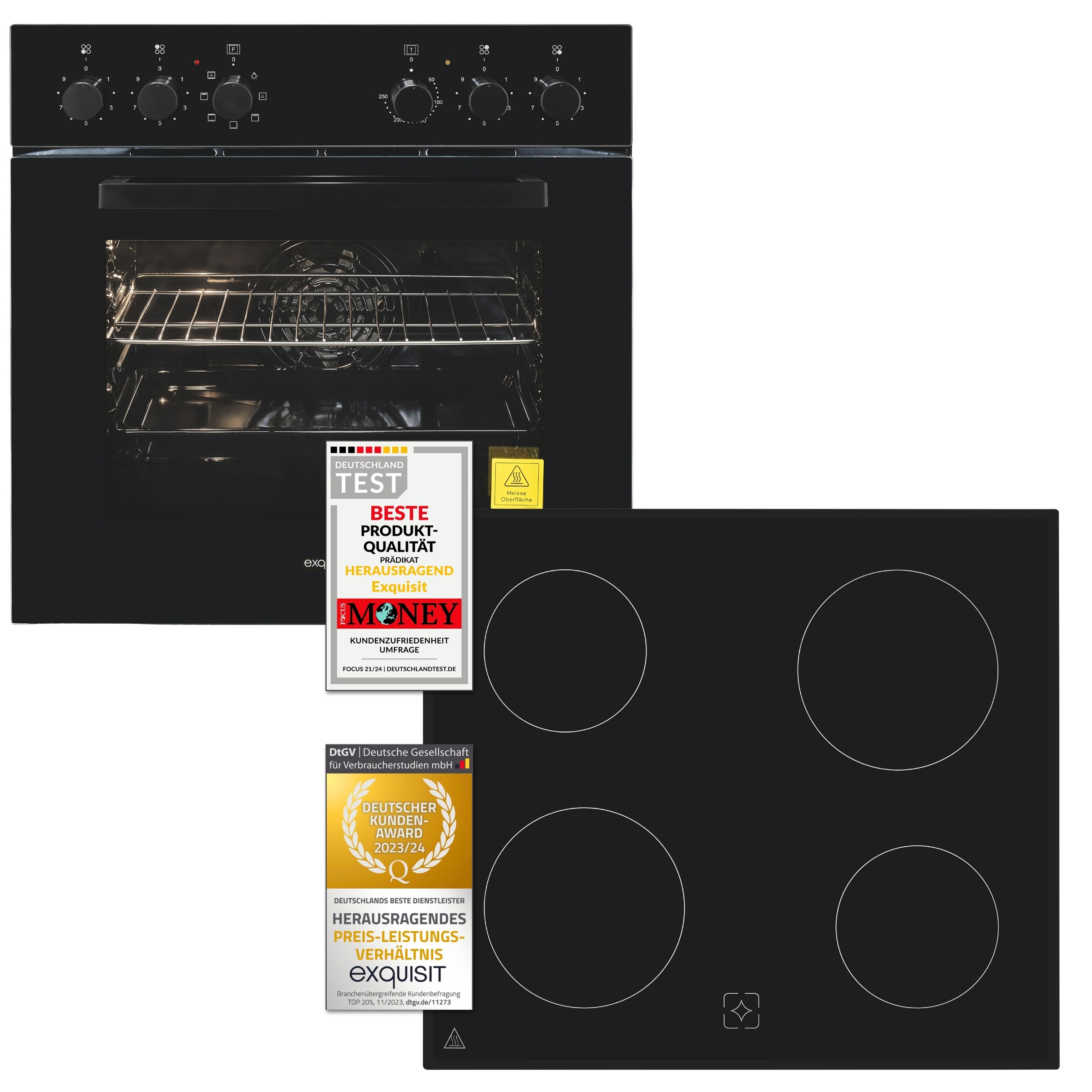 exquisit Elektro-Herd-Set "EHE256-U-020 schwarz" Umluftherd für Backen & Gr günstig online kaufen