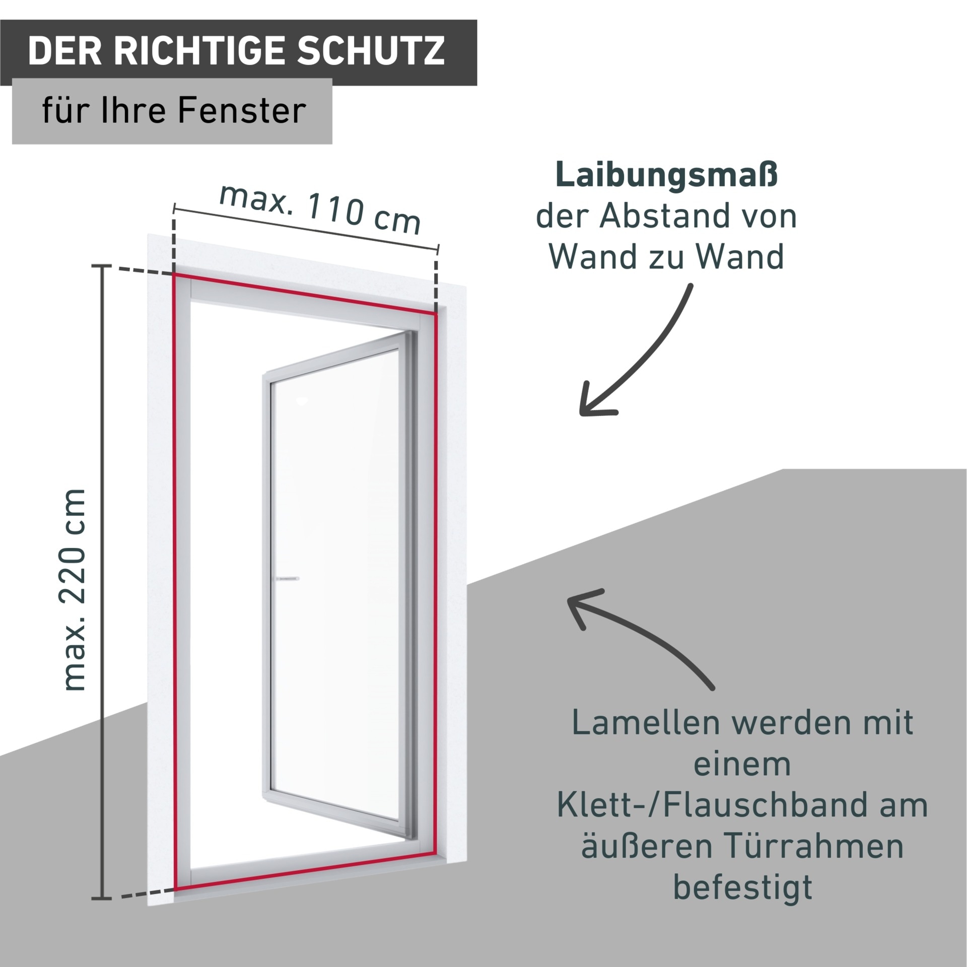 Windhager Insektenschutz-Vorhang »Magnet für Terrassen- und Balkontüren, ohne bohren« Packung, 1 Stk. tlg. Fliegengitter Magnetvorhang, 110x 220 cm, anthrazit