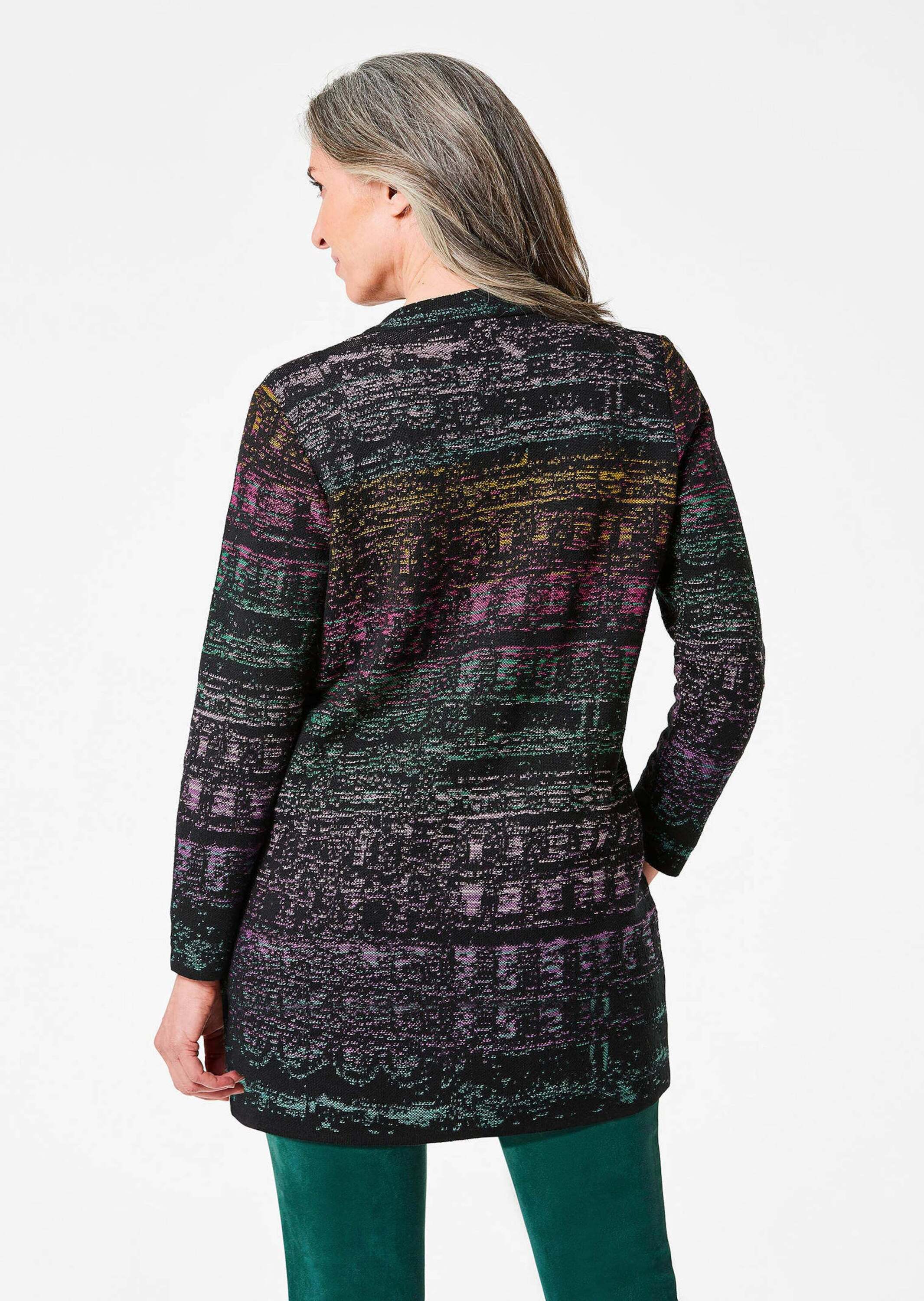 Thumbnail - GOLDNER Strickjacke "Multicolor-Cardigan mit Stehkragen" Jacquardmuster