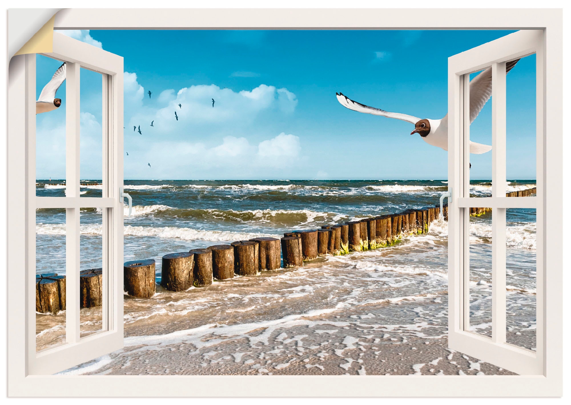 Artland Wandbild "Fensterblick - Ostsee", Fensterblick, (1 St.), als Leinwa günstig online kaufen