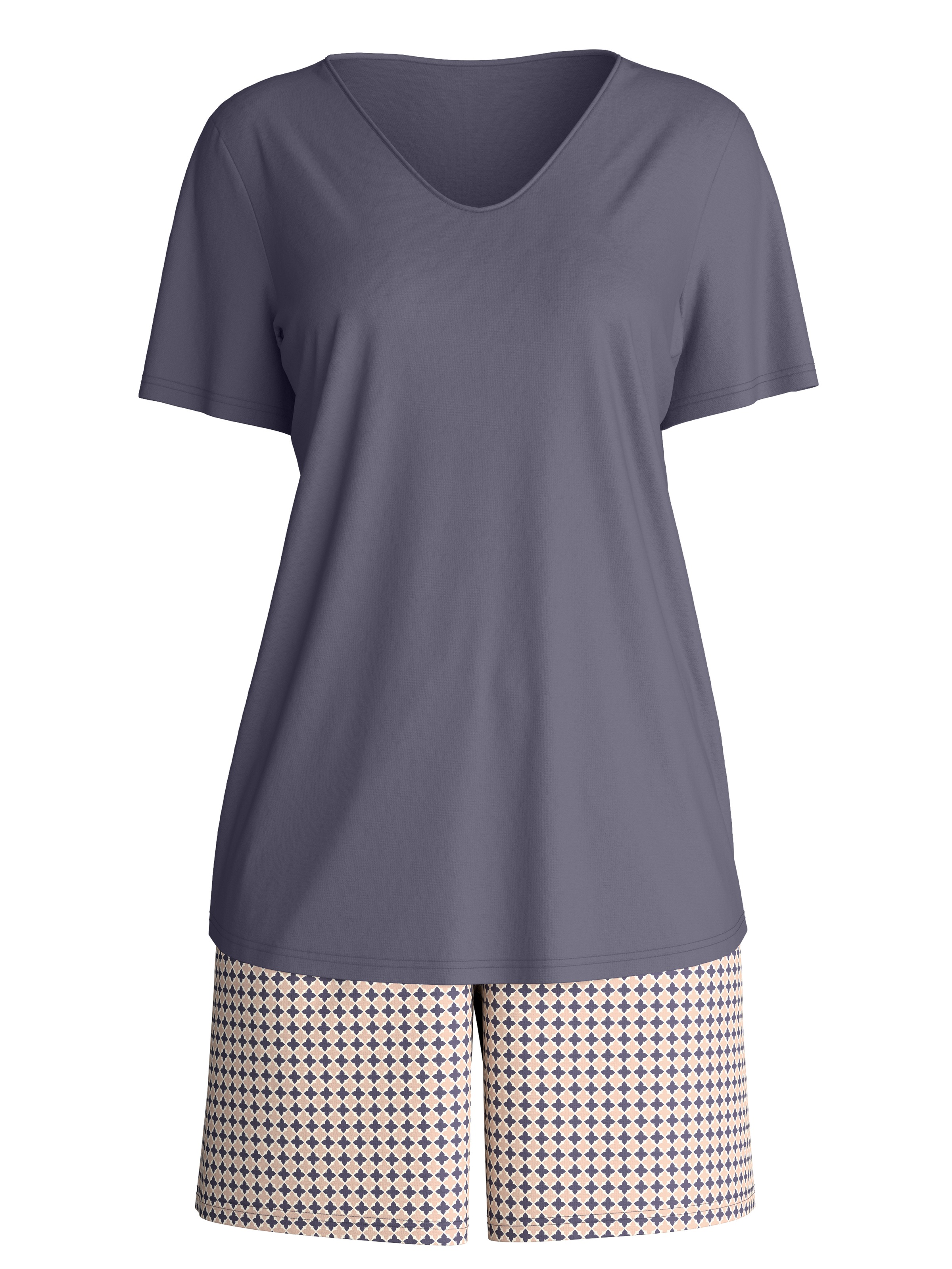 CALIDA Shorty "Graphic Nights" 2 tlg. Hose geblümt, Oberteil uni, V-Ausschn günstig online kaufen