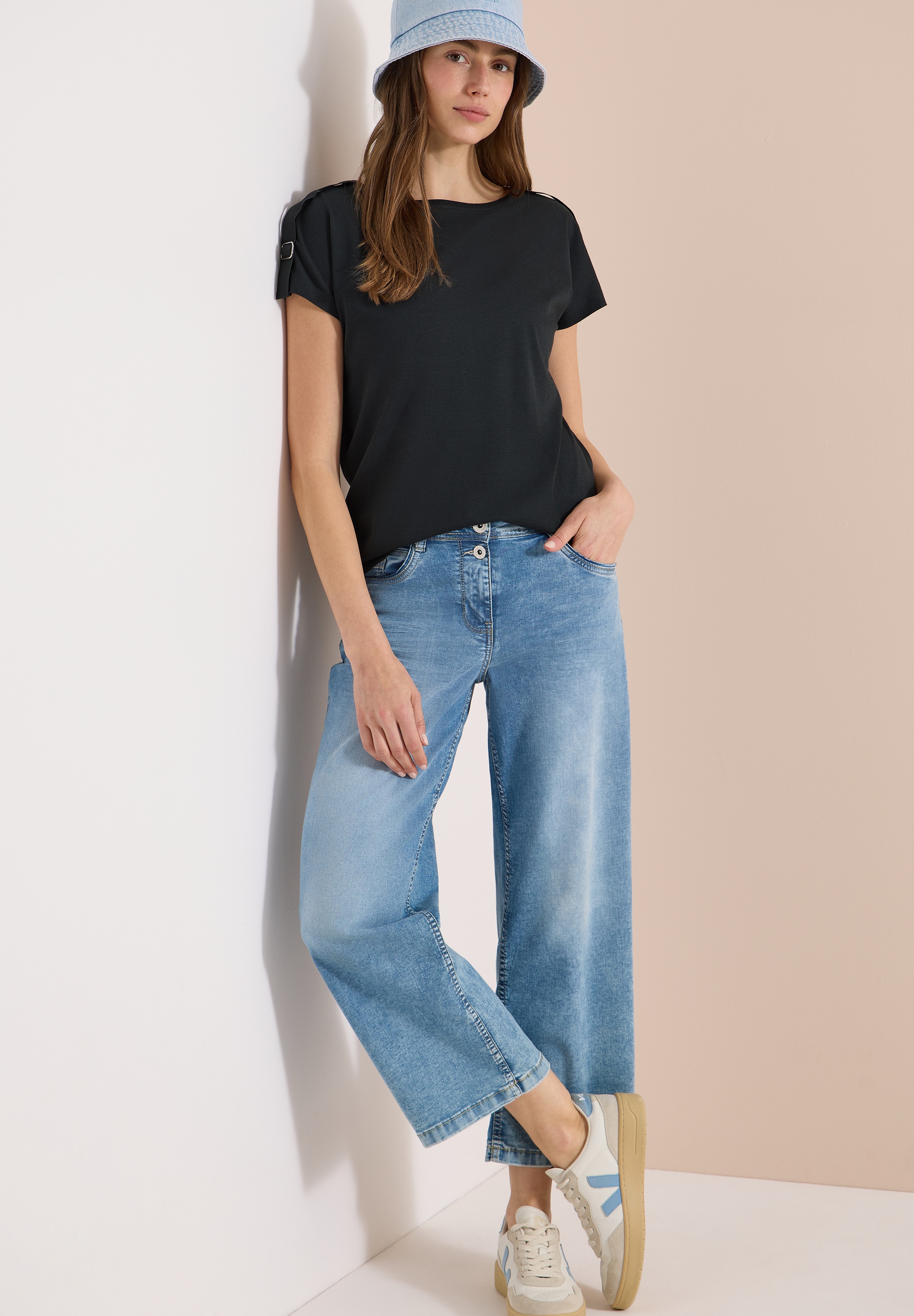 Cecil Kurzarmshirt Sommershirt mit Schnallendetail