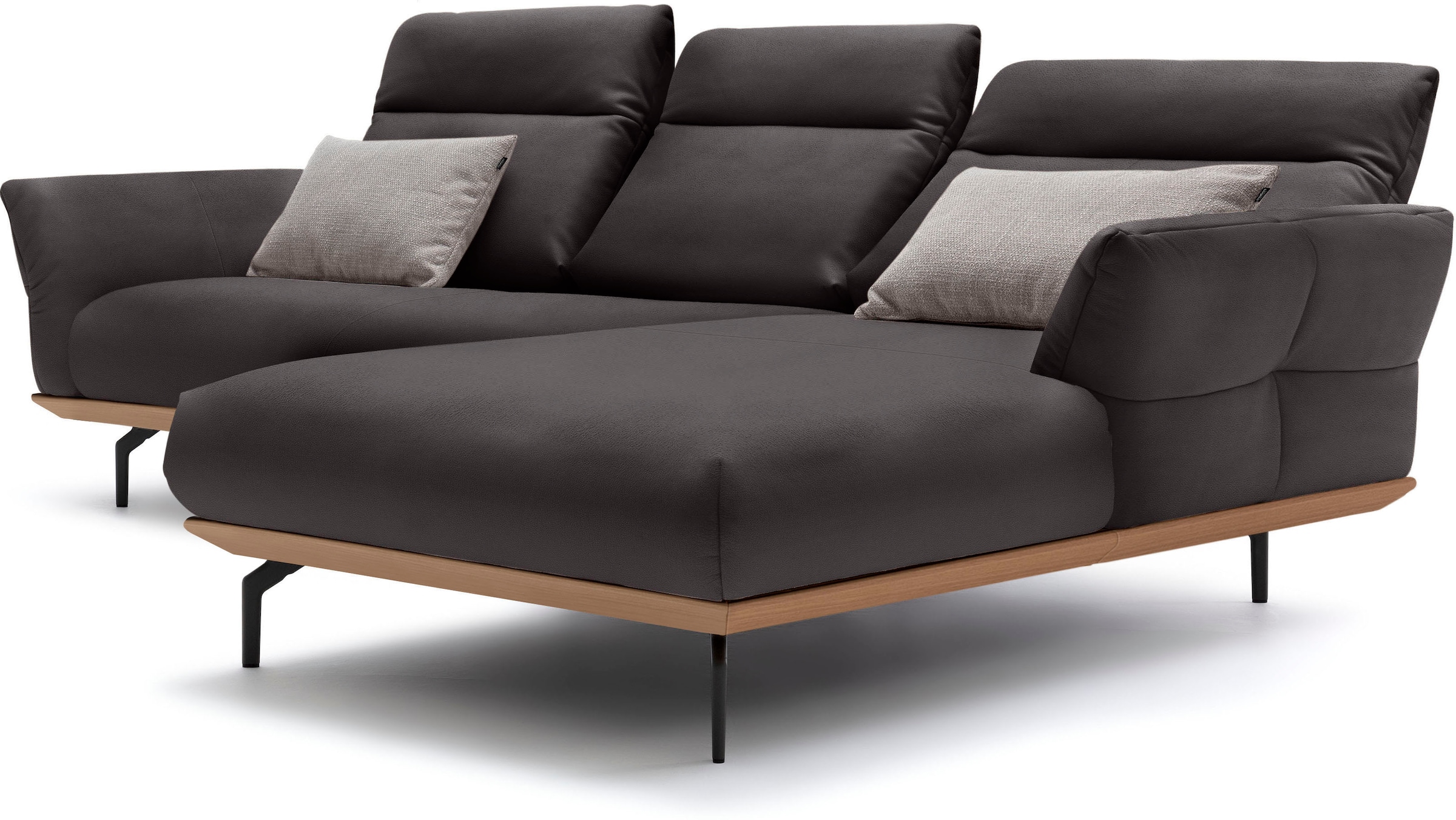 Creation BY ROLF BENZ Ecksofa »CR.460«, Sockel in Eiche, Alugussfüße in umbragrau, Breite 298 cm