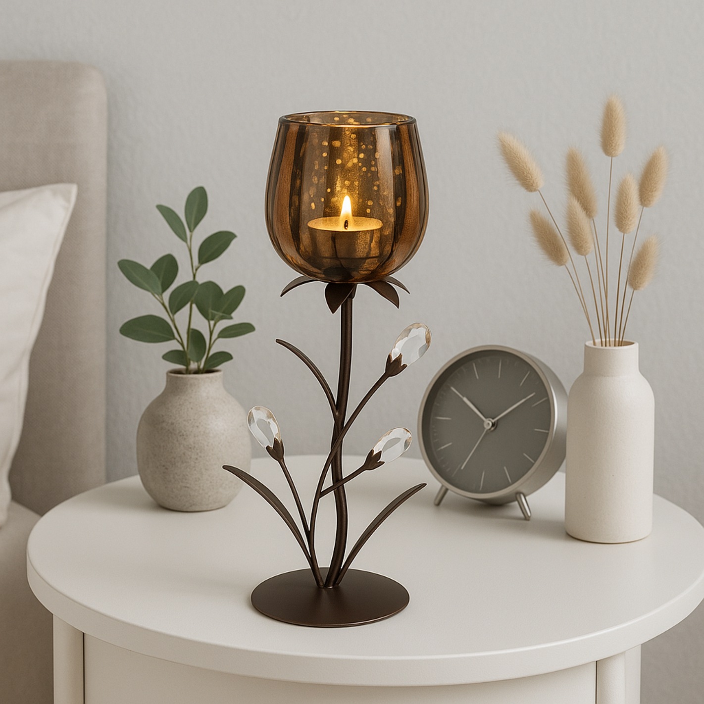 I.GE.A. Teelichthalter "Kerzenhalter" aus Metall mit Glas-Schale Teelichtha günstig online kaufen