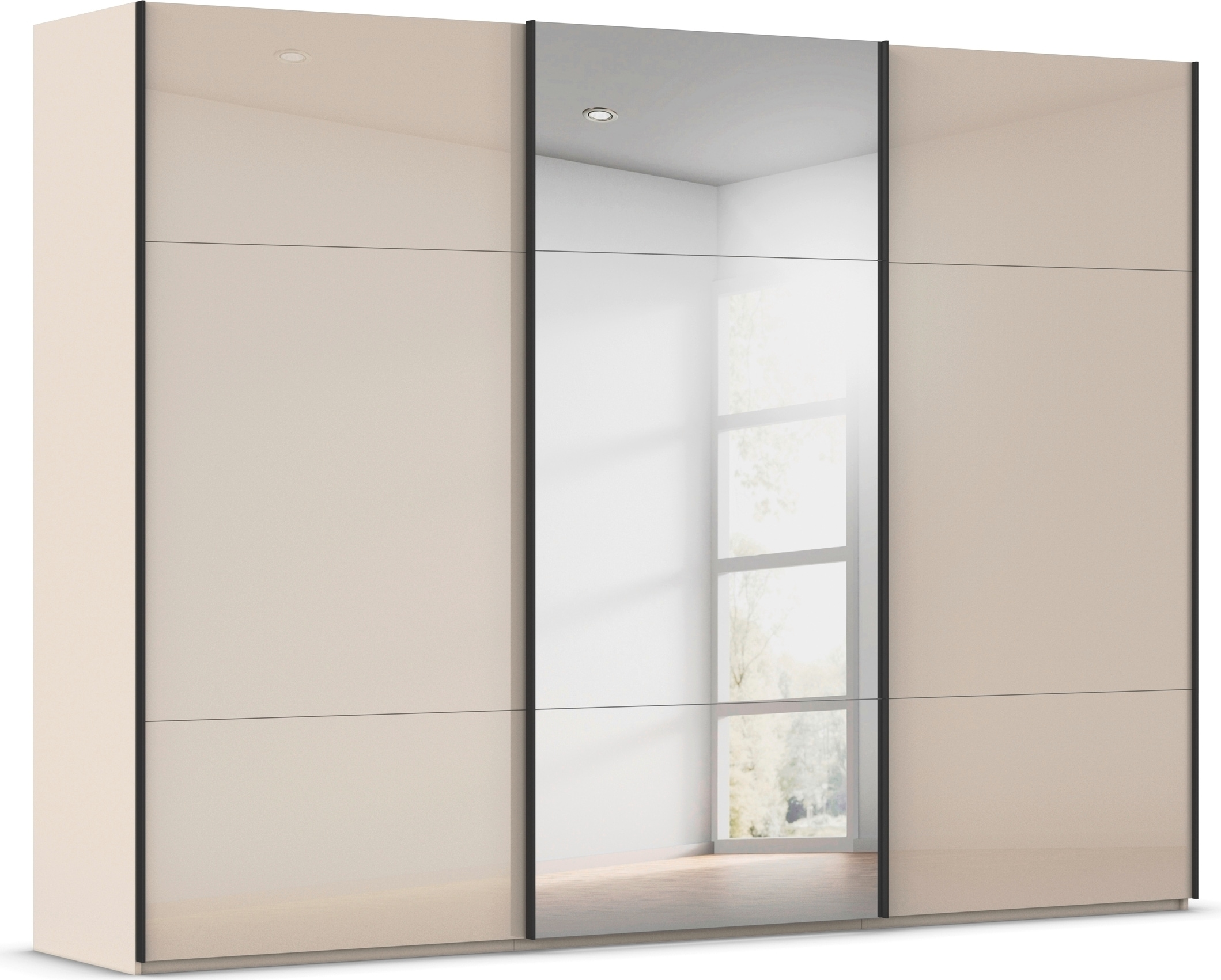 rauch Schwebetürenschrank "Kleiderschrank Schrank Garderobe Schlafzimmerschrank CONTIDO" 3 verschiedene Ausstattungen BASIC/CLASSIC/PREMIUM (inkl. SOFT-CLOSE), aus hochwertigem Material in 6 Breiten 2 Griff-Farben MADE IN GERMANY