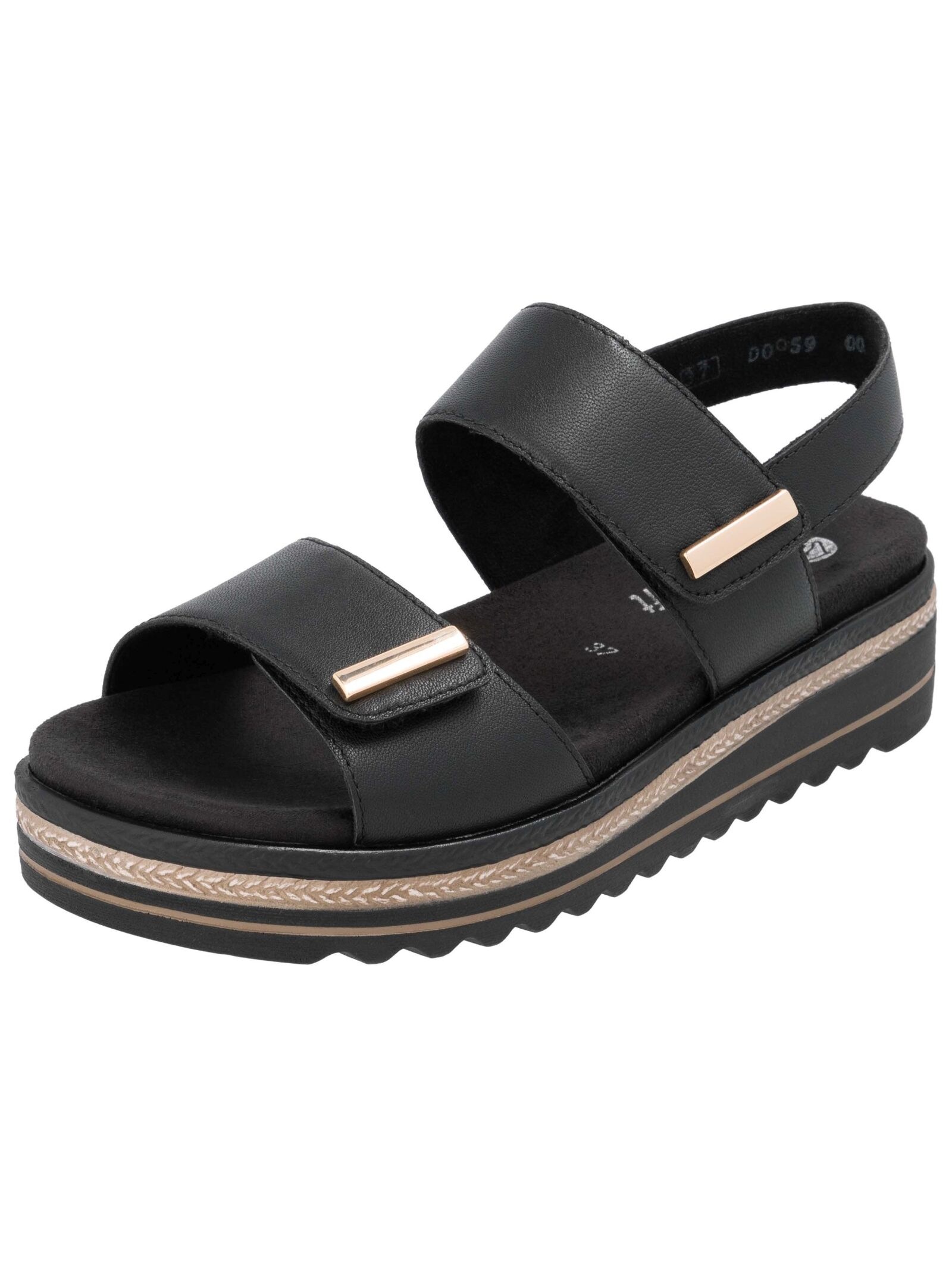 Plateausandaletten REMONTE "Remonte Sandalen Glattleder", Damen, Gr. 41, schwarz, Glattleder, Schuhe 4