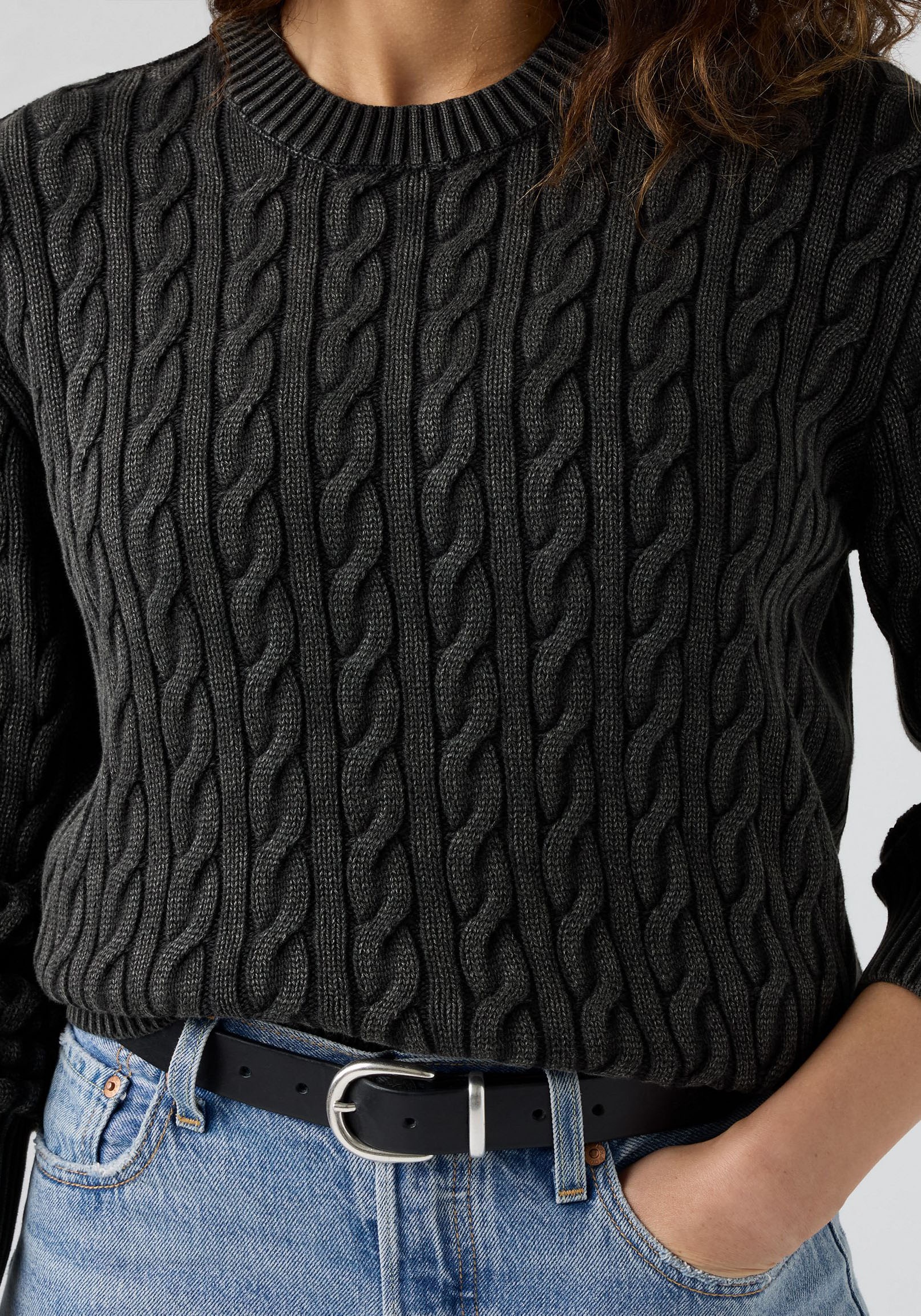 Levi's® Rundhalspullover »BOYFRIEND CREW PU«, Mit Zopfmuster