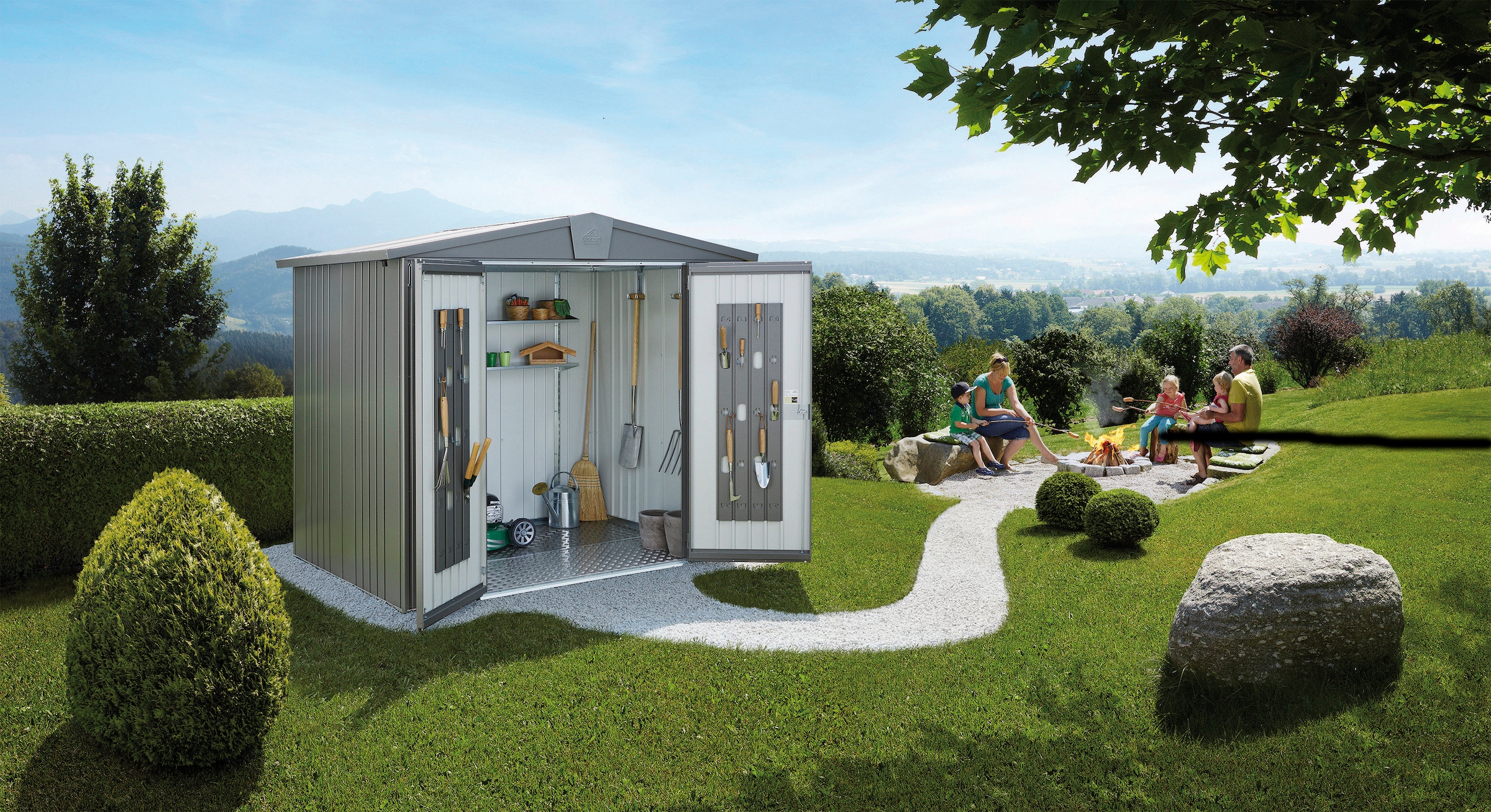 Biohort Gerätehaus »Europa Gr. 4 in quarzgrau-metallic«, aus Metall