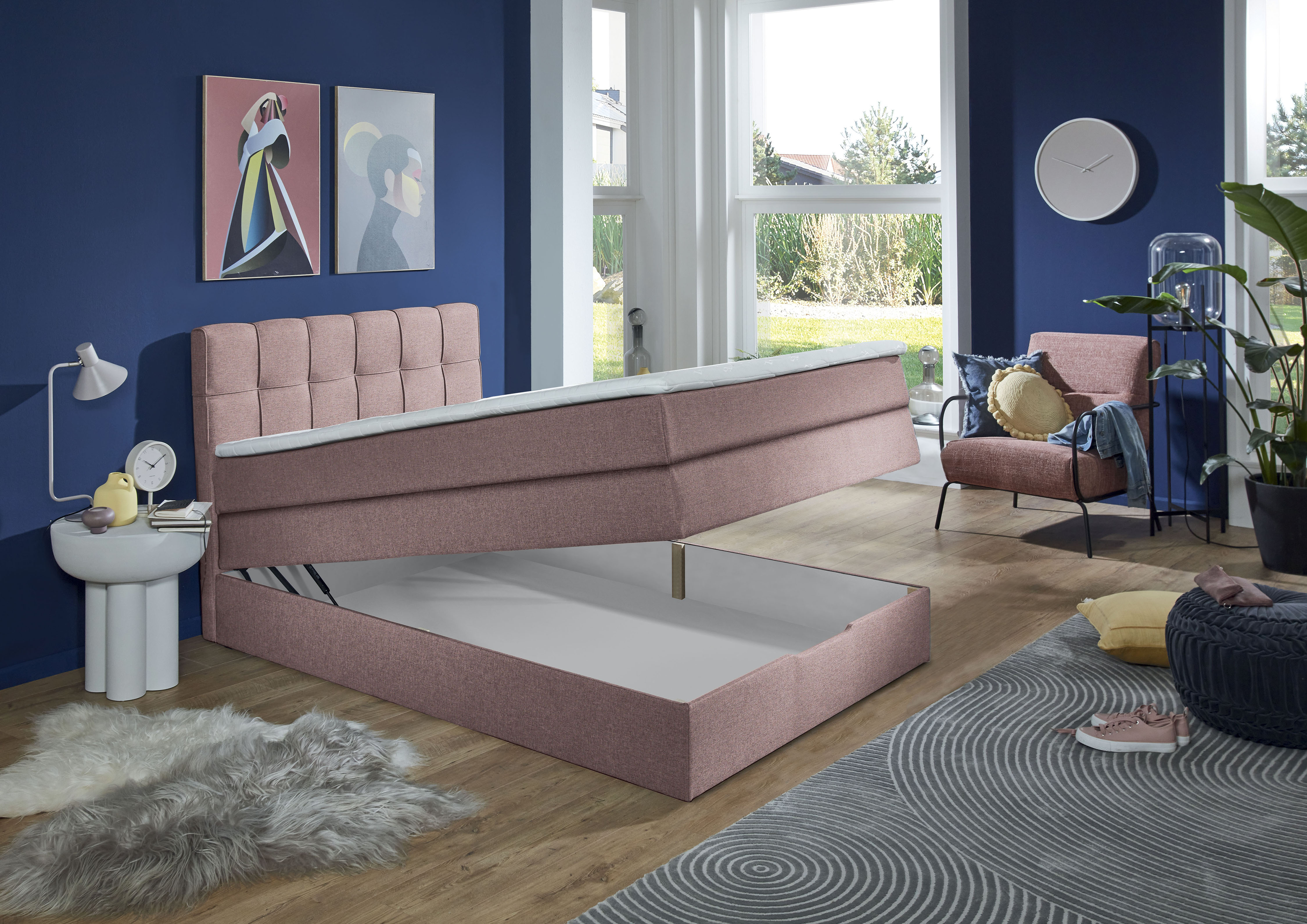 Home affaire Boxspringbett "Fornoli" inkl. Topper und Bettkasten, H3 in zwei Matratzenarten