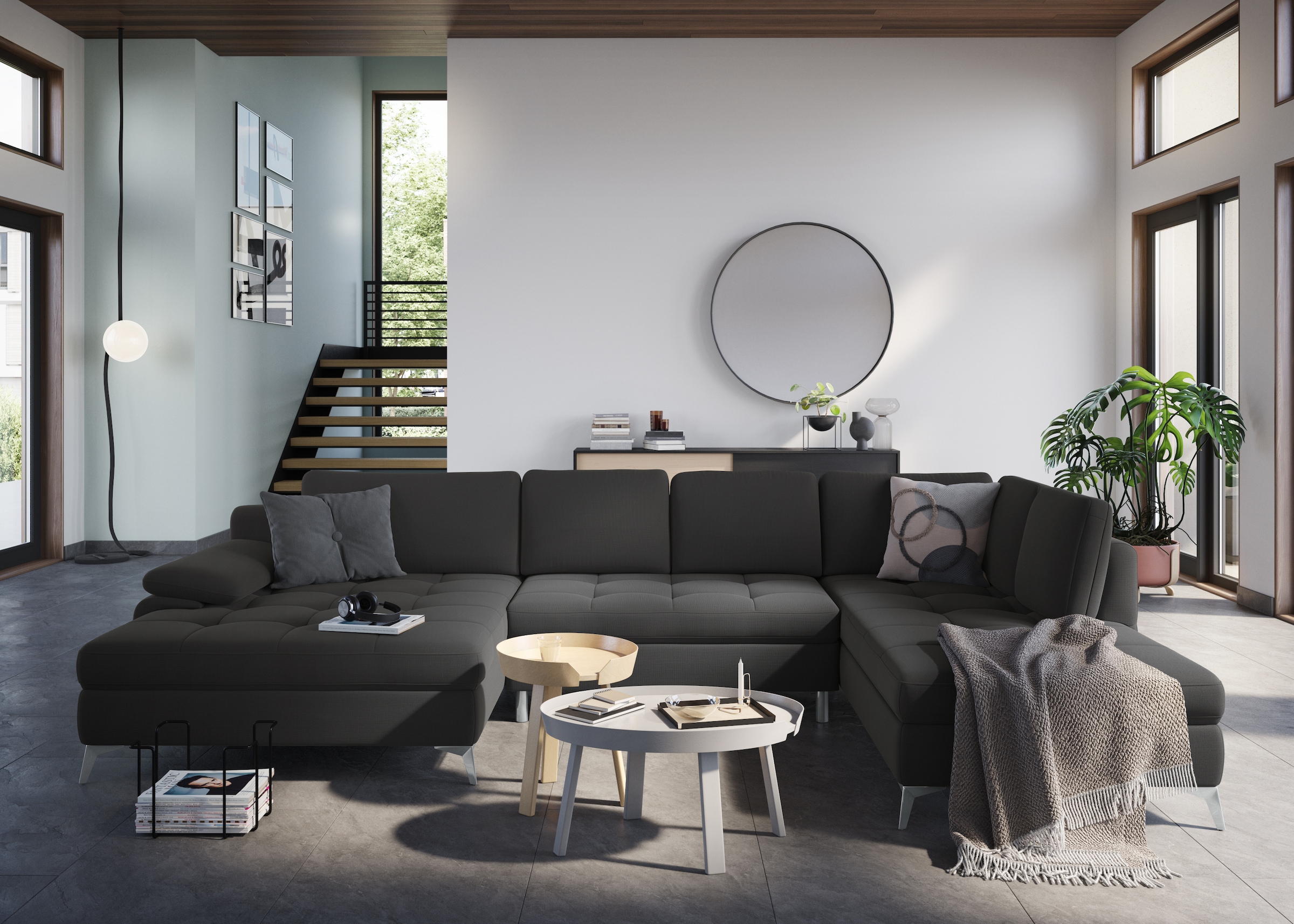 sit&more Wohnlandschaft »Latigo U-Form« mit Mega-Recamiere, wahlweise mit Schlaffunktion und Bettkasten