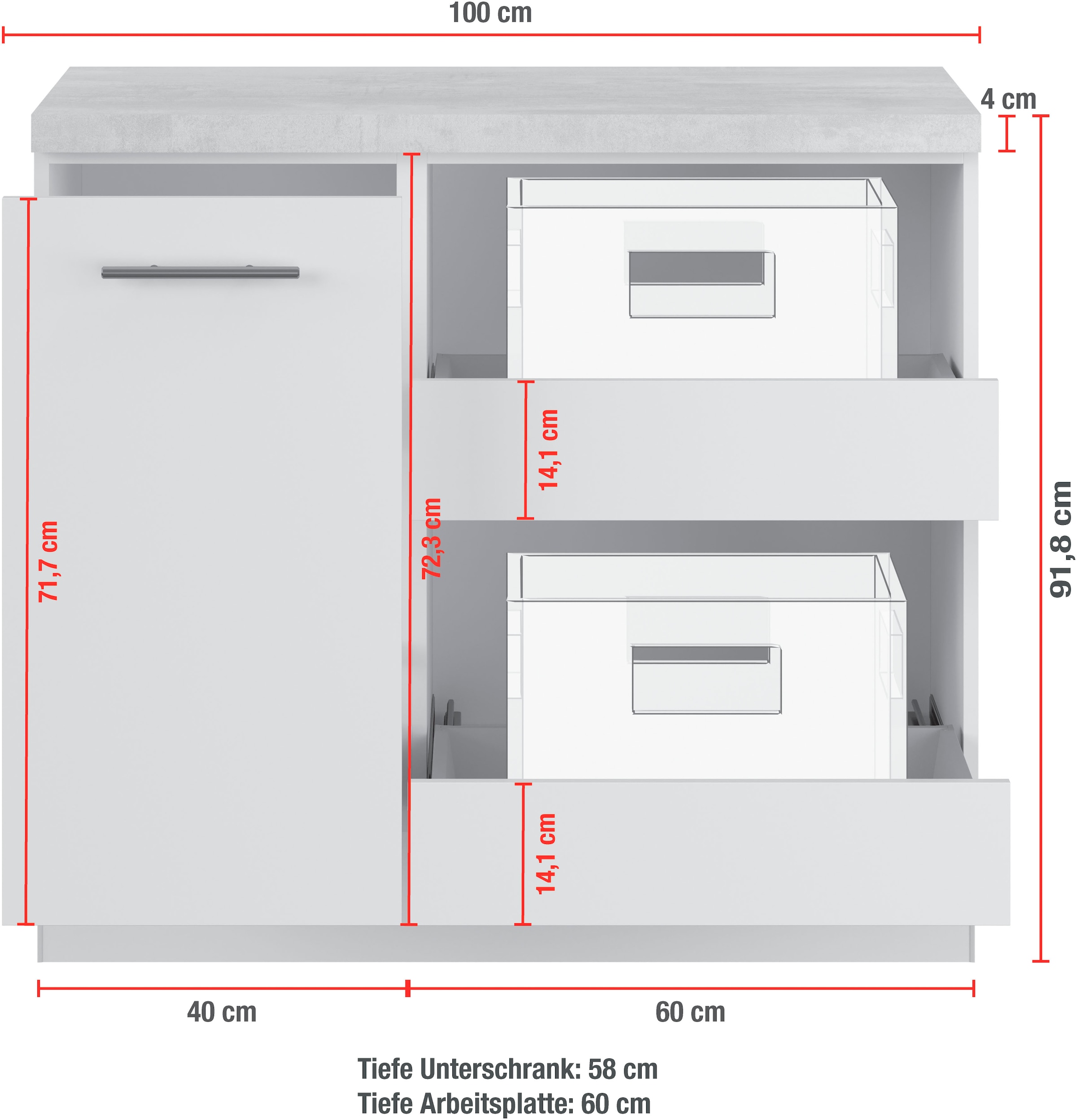 IMPULS KÜCHEN Mehrzweckschrank-Set »Warschau«, (4 St.), Vielfältige Varianten verfügbar; kombinierbar mit anderen Artikeln