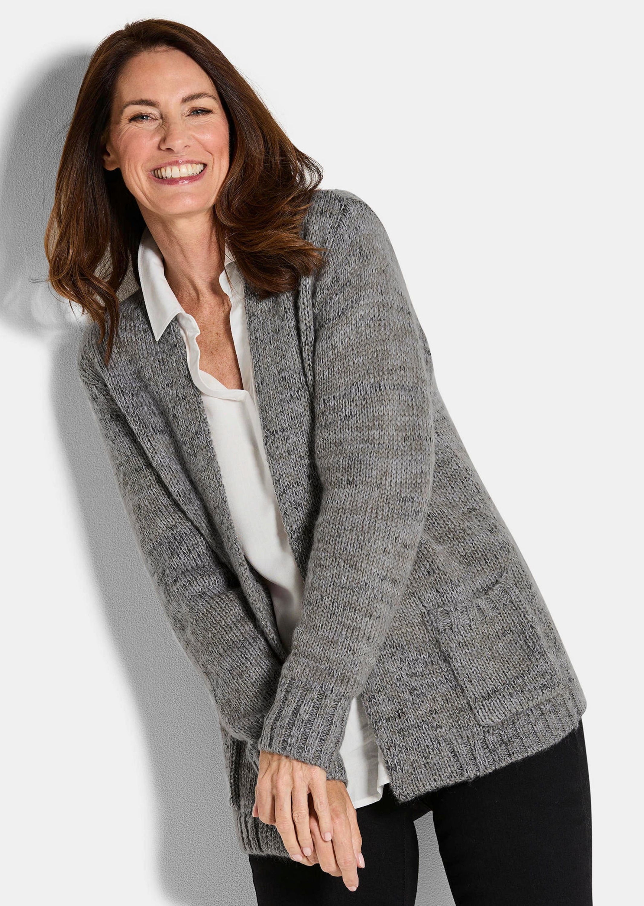 GOLDNER Strickjacke »Strickjacke mit aufgesetzten Taschen«