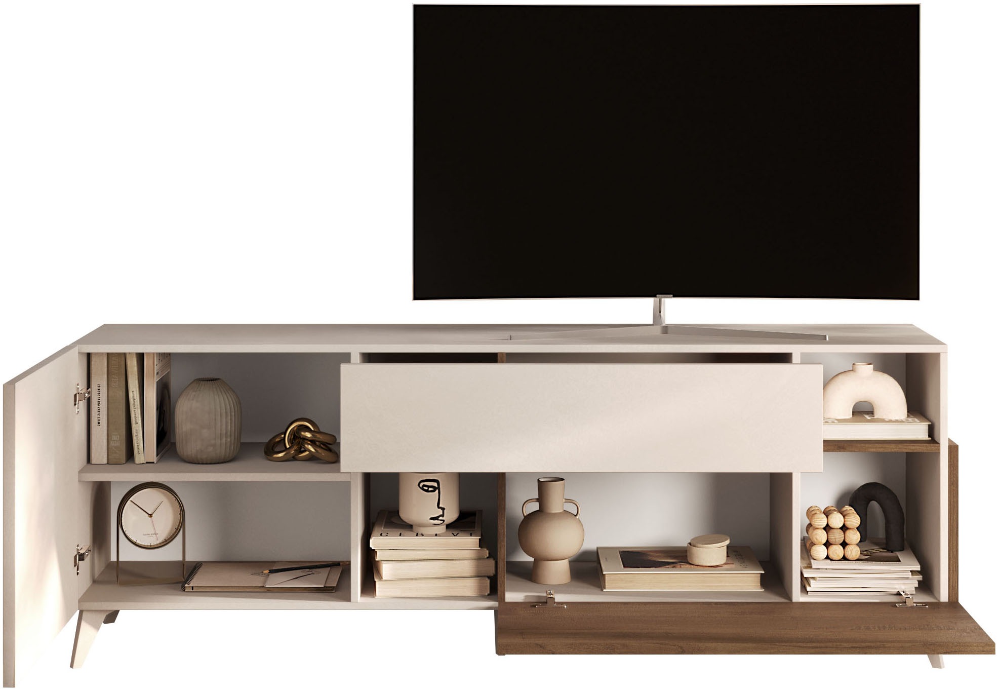 Thumbnail - Home affaire Lowboard "Monaco in Breite 181 cm, TV-Schrank mit Tür, Klappe und Schubkasten" Mediaboard – sanftes Schließ...