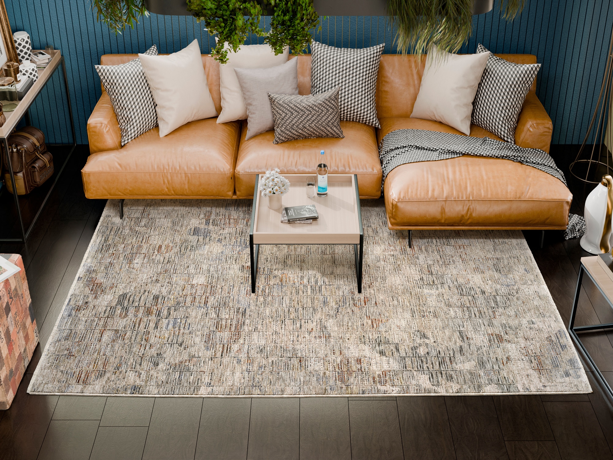 OCI DIE TEPPICHMARKE "OMEN GRID, auch in quadratischer Form" rechteckig 6 mm Höhe Design Kurzflor Teppich, leichter Glanz, mit Fransen, Wohnzimmer