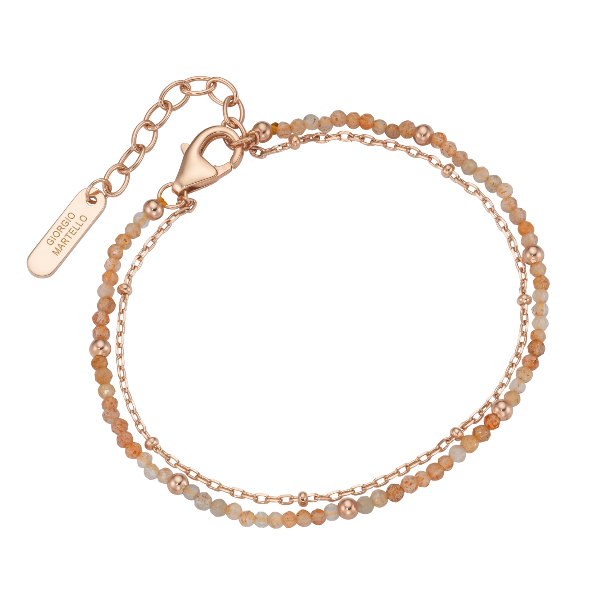 GIORGIO MARTELLO MILANO Armband »mit apricotfarbigen Sonnenstein-Kugeln, Silber 925«