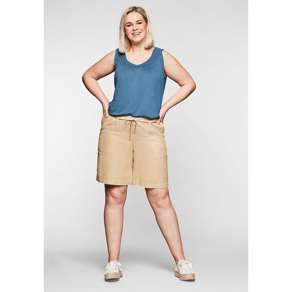 Damenmode Modetrends Sheego Tanktop »Top«, in A-Linie, mit gesmoktem Ausschnitt jeansblau