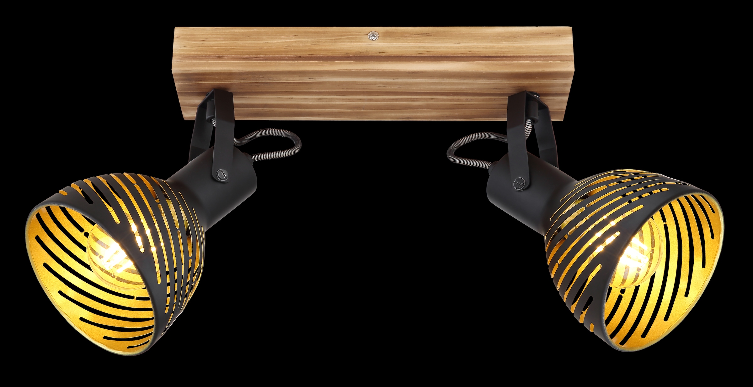GLOBO LIGHTING Deckenstrahler »LENNA«, Leuchtmittel E27 | ohne Leuchtmittel, Deckenspot/Holz/goldfarben/Dekorschlitze/Flur