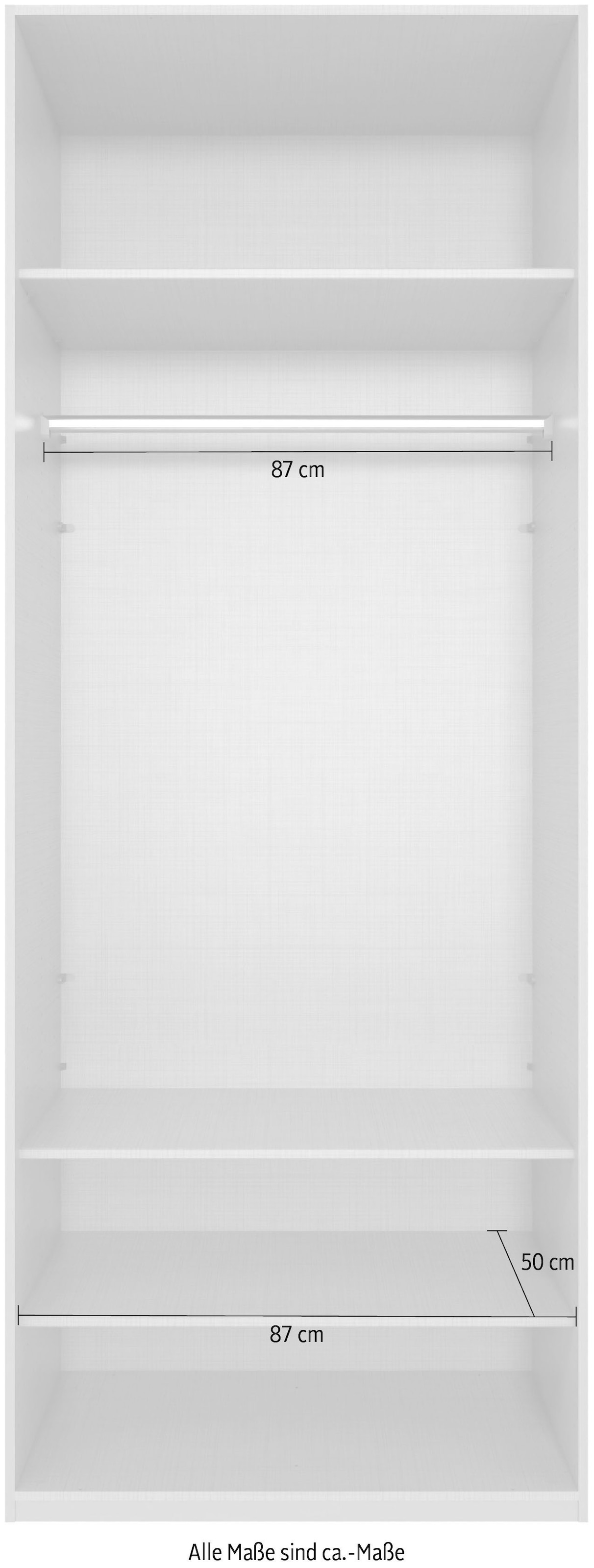Wimex Kleiderschrank »Mugano,in 8 Breiten,3 Höhen,2 Tiefen, viele Farben, Made in Germany«, (in Basic oder Premium Ausstattung mit 2 weiteren Einlegeböden), mit langen oder kurzen Griffen aus Metall, mit oder ohne Spiegel