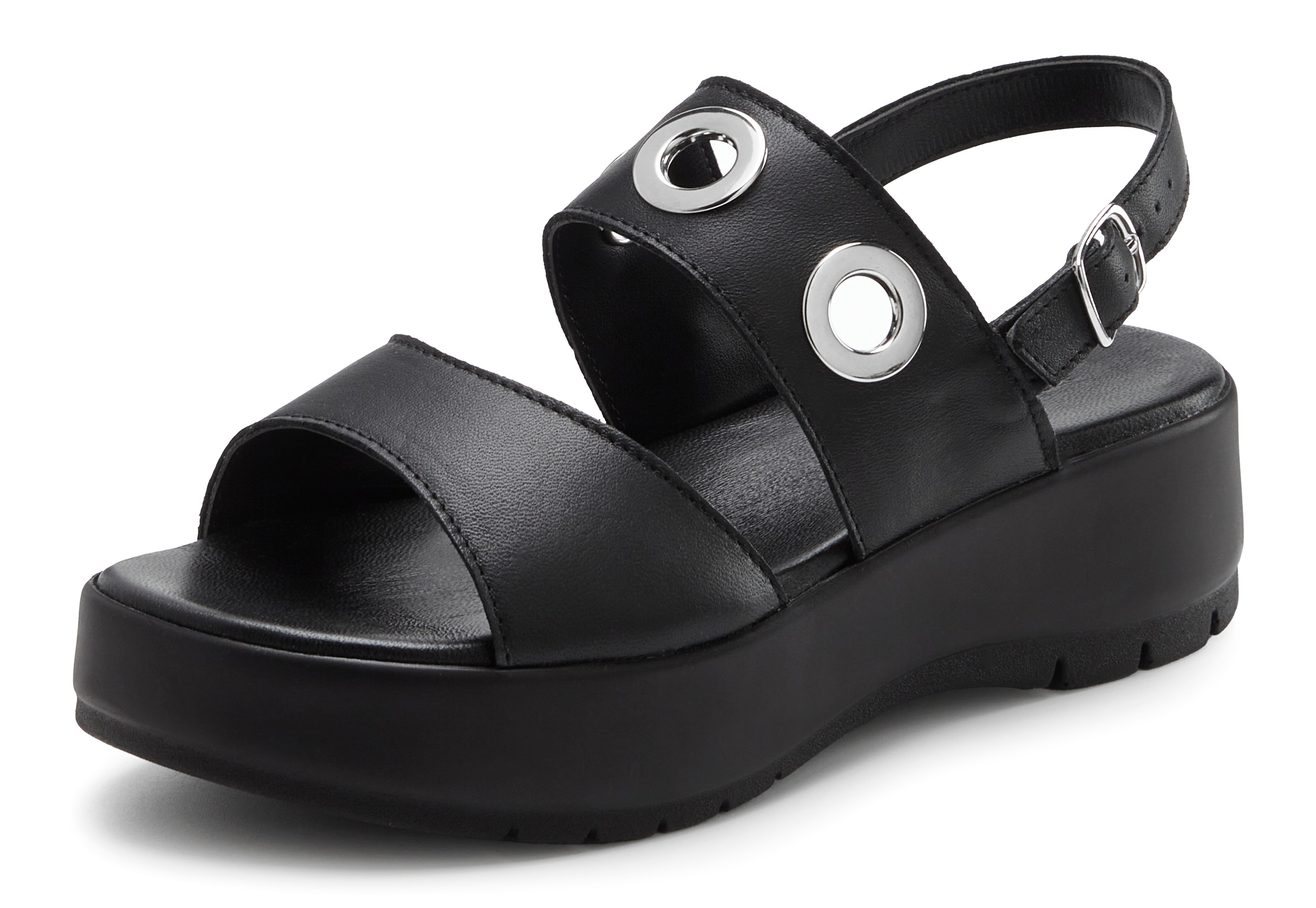 French Connection Sandalette »Sandale, offener Schuh,«  Sandalette aus Leder mit modisch bequemer Plateausohle