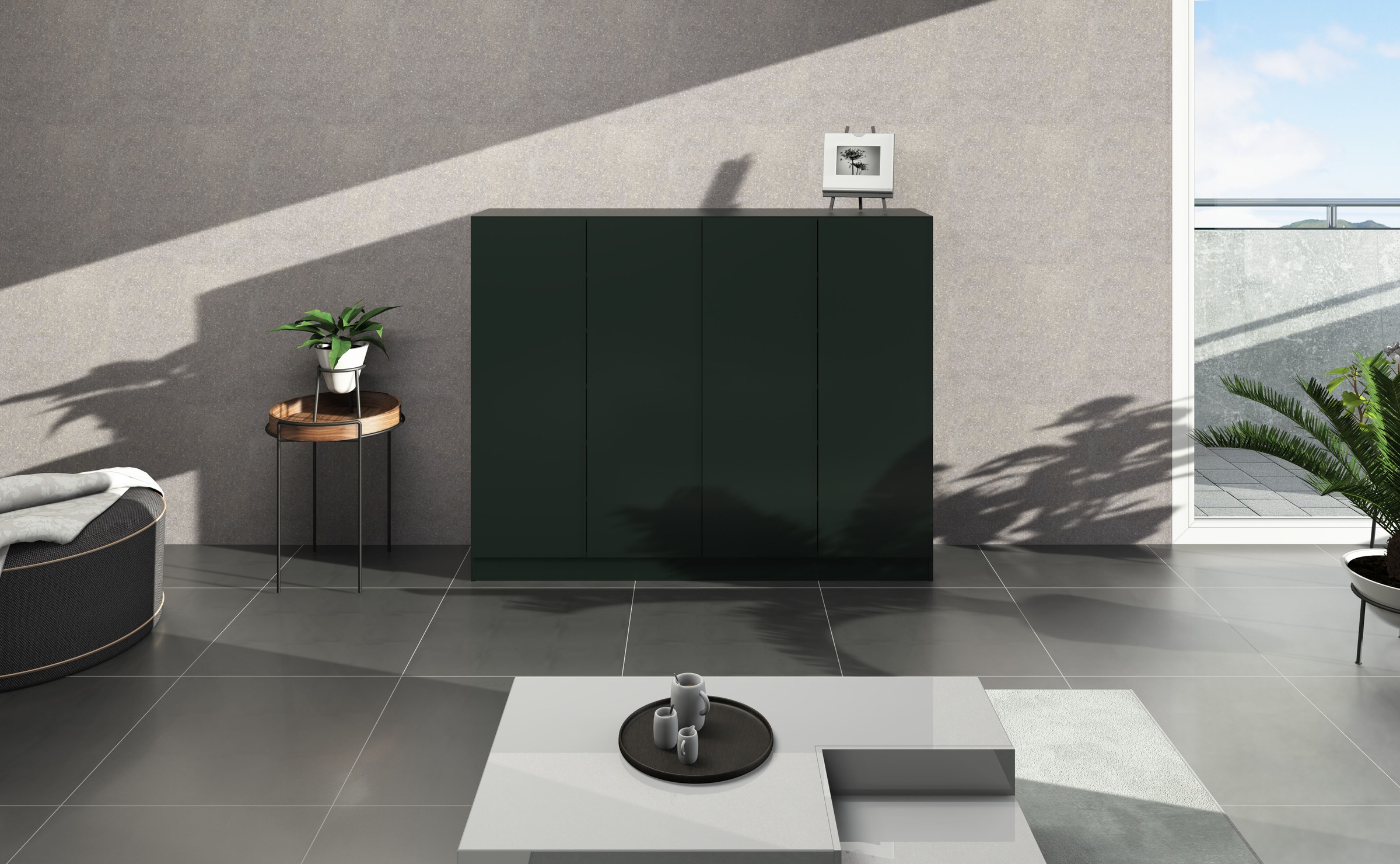 Thumbnail - borchardt Möbel Schuhschrank "Vaasa, Schuhregal 4-türig mit 12 verstellbaren Fächern" Breite 152 cm