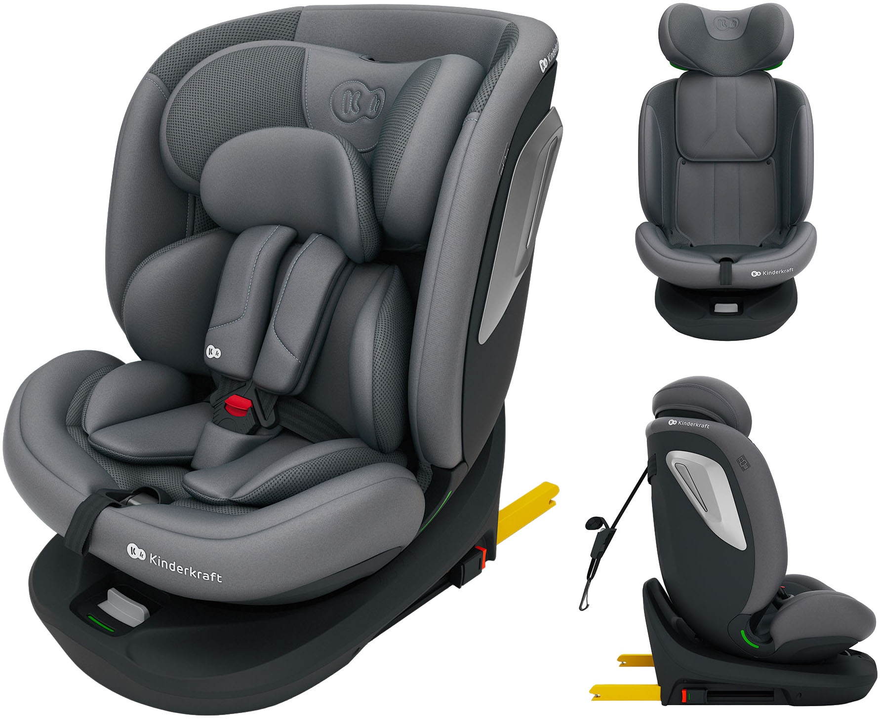 Kinderkraft Grau Autokindersitz "I-Grow 2 Plus" 360 – Drehbarer Kindersitz von Baur
