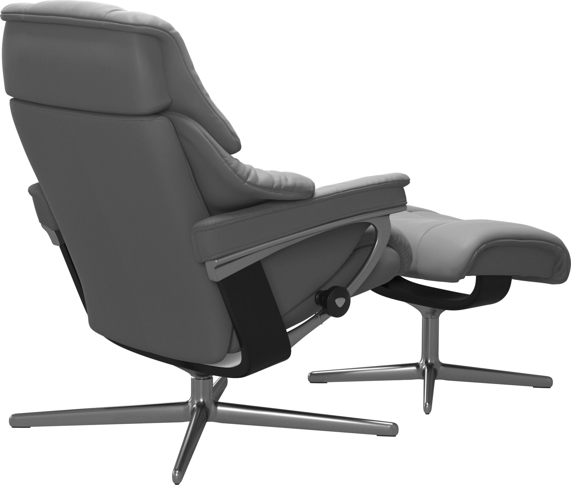 Stressless® Relaxsessel »Reno«, (Set, Relaxsessel mit Hocker), mit Hocker, mit Cross Base, Größe S, M & L, Holzakzent Schwarz