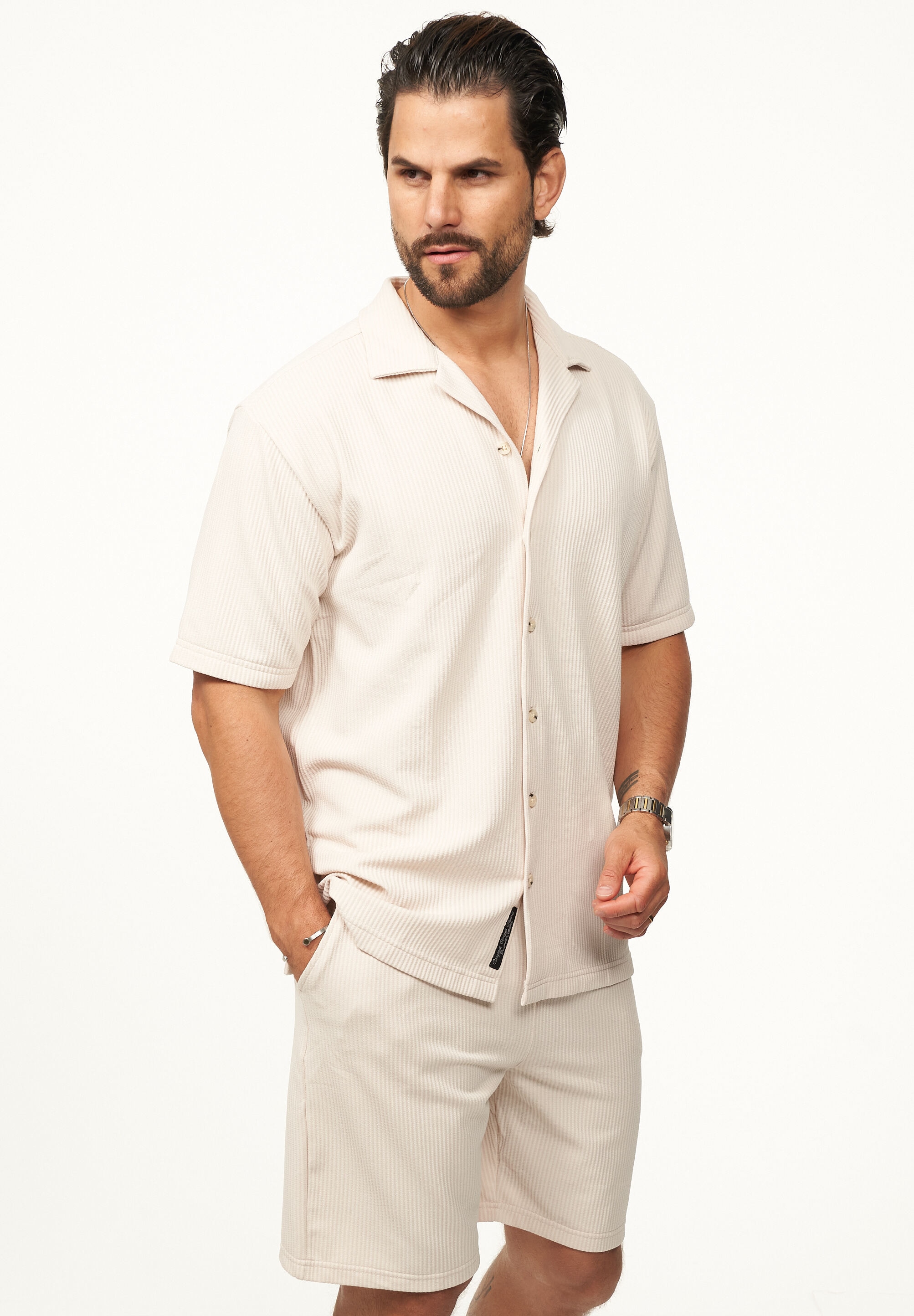 CARISMA Kurzarmhemd »mit Rippstruktur im Summer-Look für Herren« Kurzarm Strick Polo-Hemd T-Shirt mit Streifenmuster