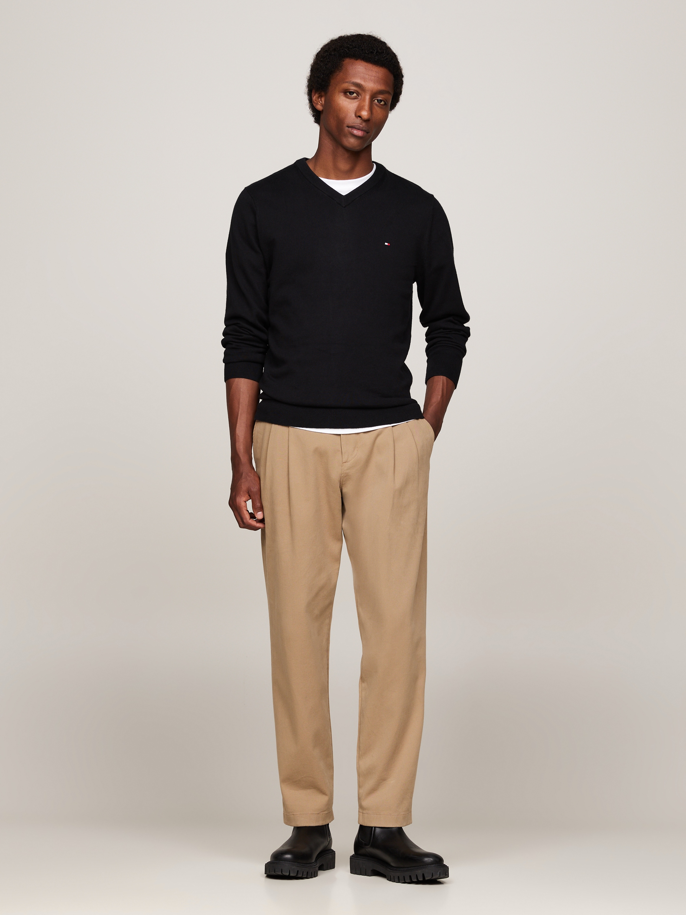 Tommy Hilfiger V-Ausschnitt-Pullover »PIMA ORG CTN CASHMERE V NECK«