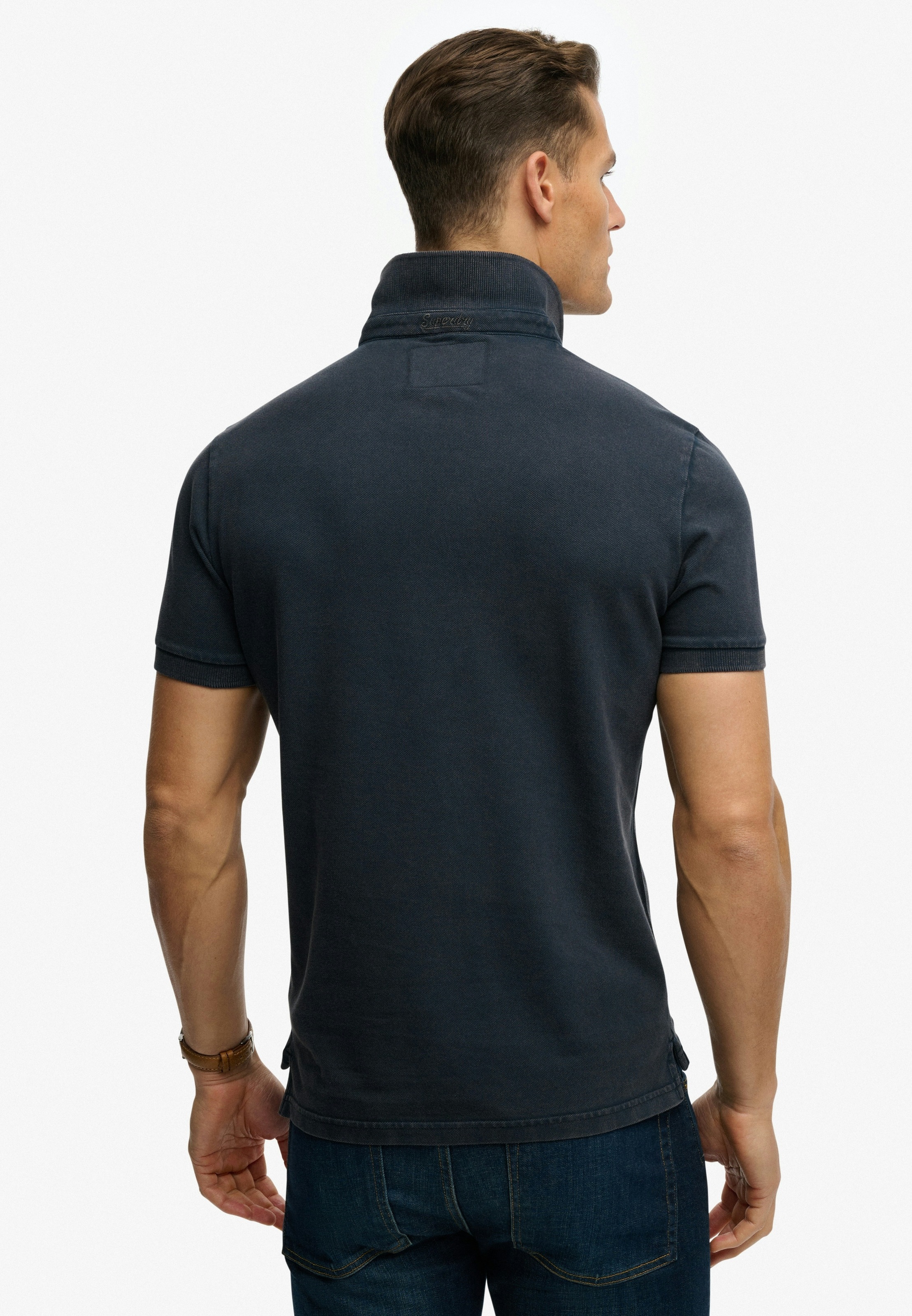 Superdry Vintage Destroy Polo Shirt Eclipse Navy Size L 2