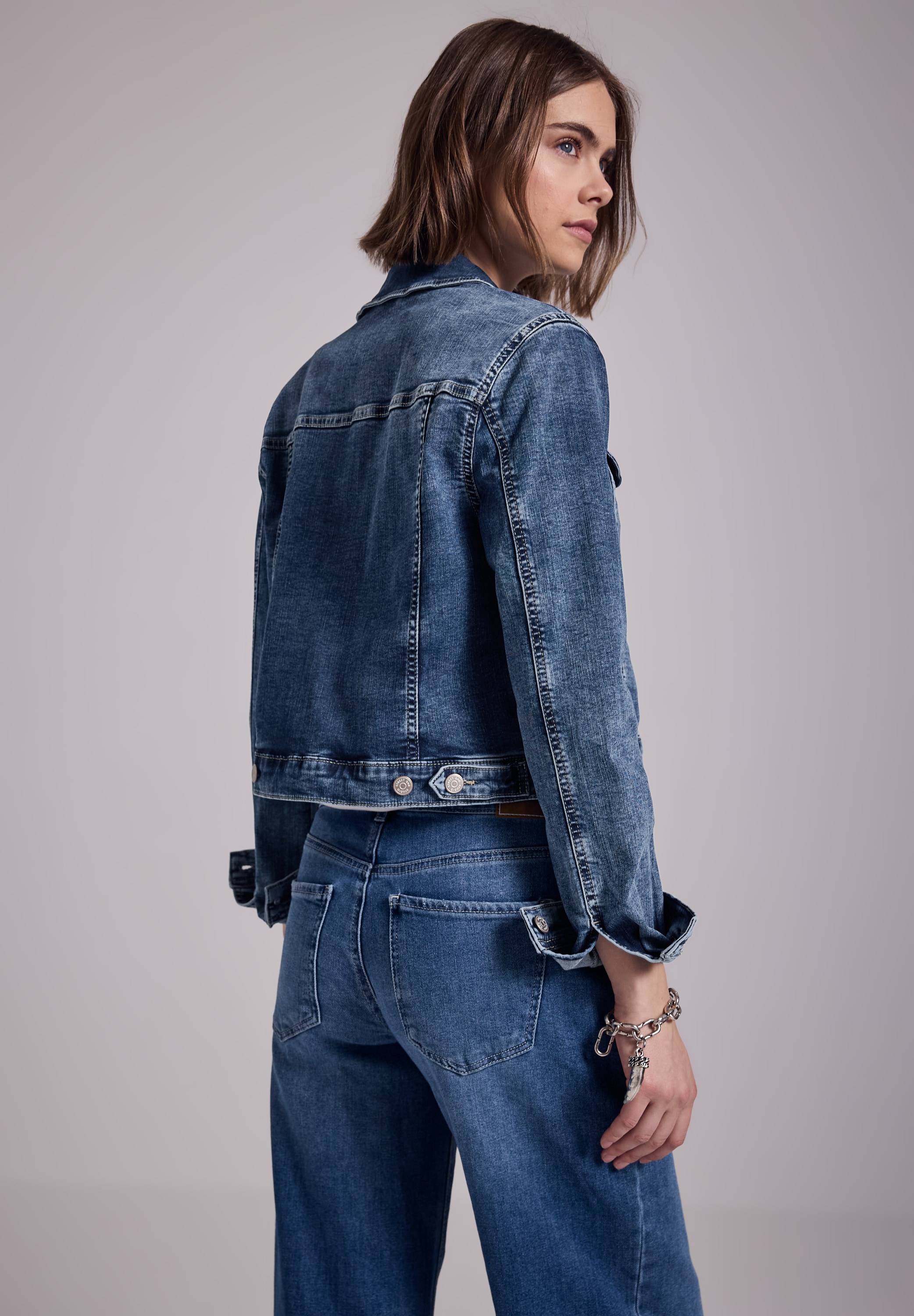 STREET ONE STUDIO Jeansjacke, ohne Kapuze, mit Knopfleiste