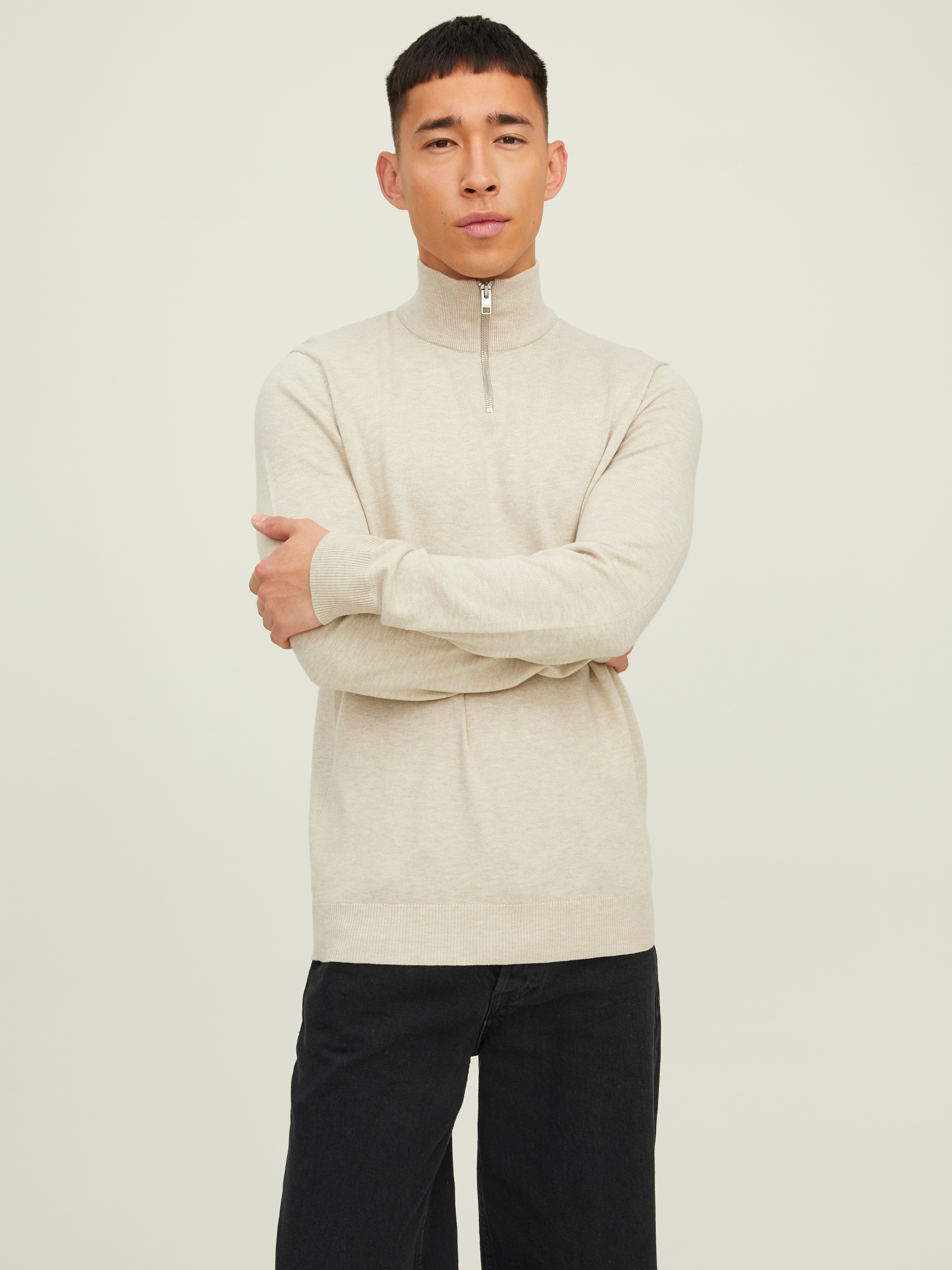 Jack & Jones Troyer "JJEEMIL KNIT HALF ZIP NOOS" Baumwollmischung, regular fit