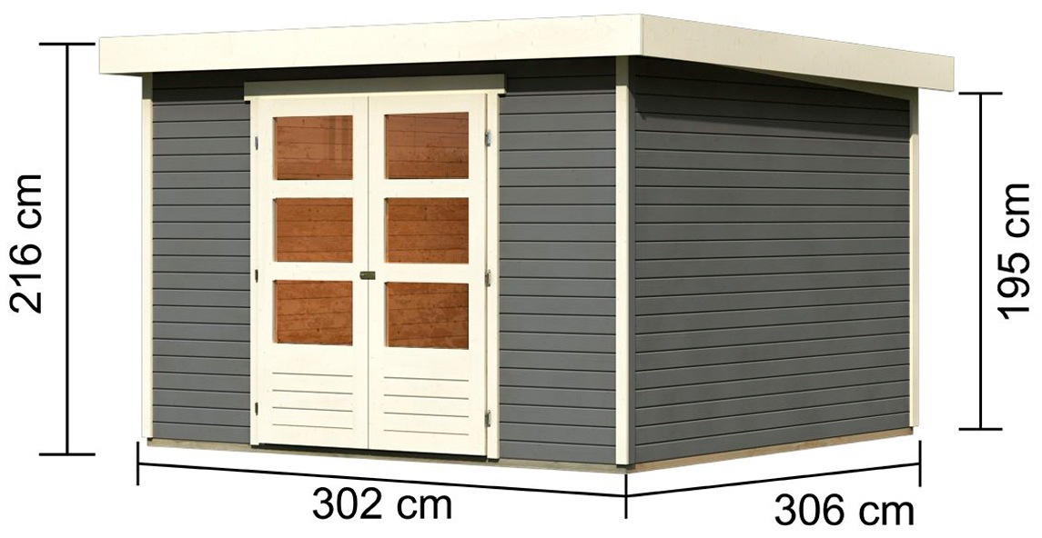 Karibu Gartenhaus »Arnis 6«, naturbelassen oder terragrau
